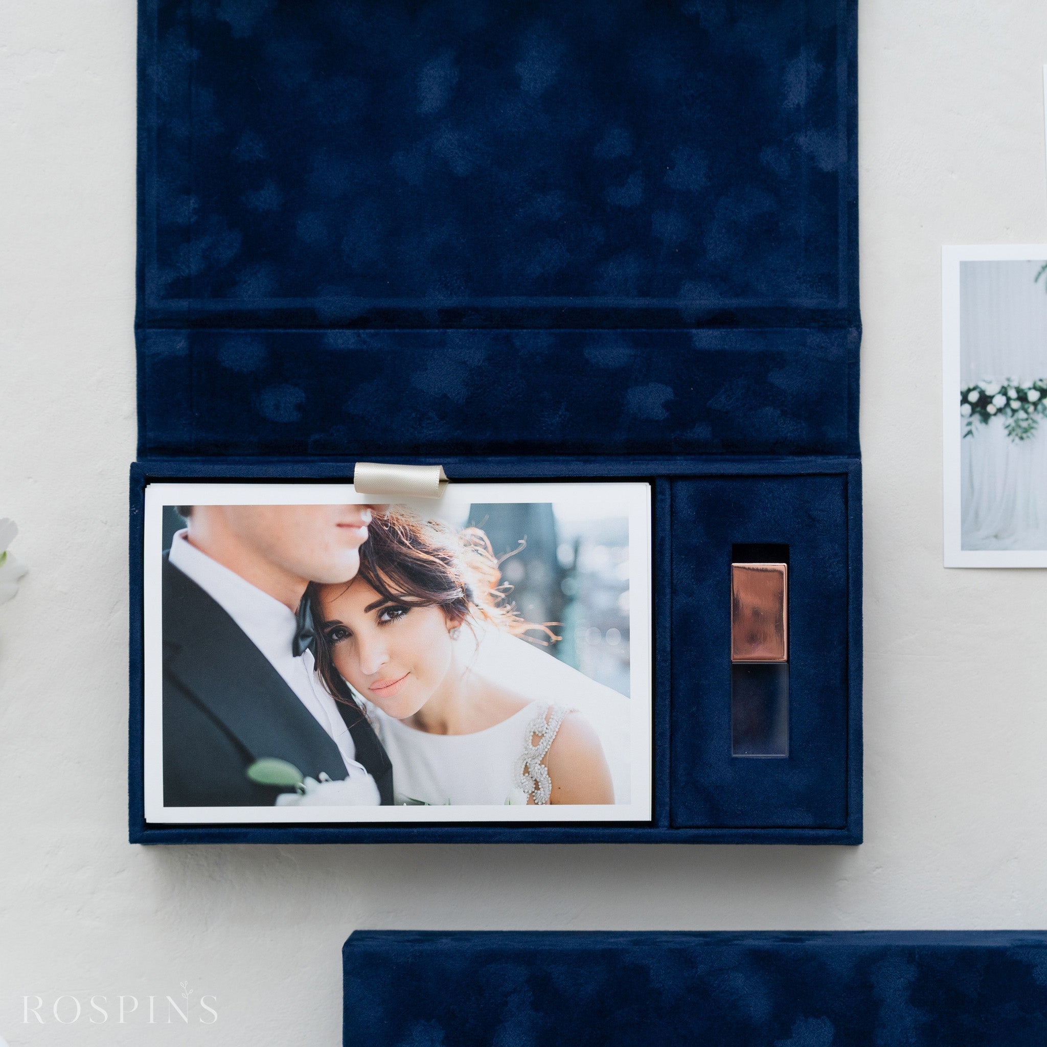 Velvet Photo & USB Box - Deep Blue