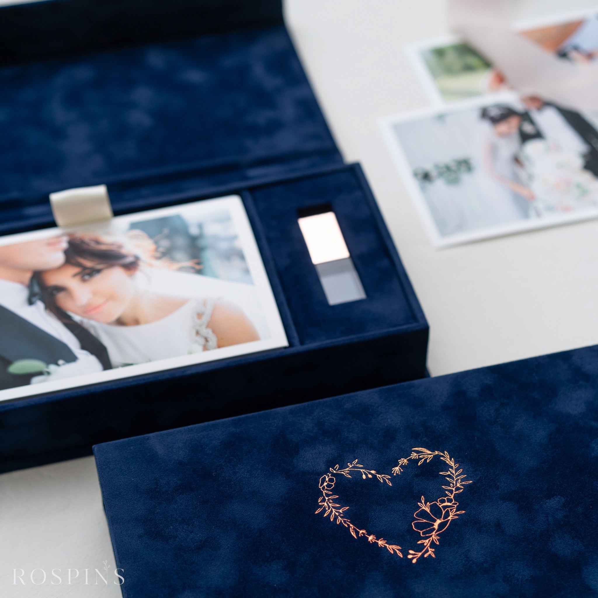 Velvet Photo & USB Box - Deep Blue