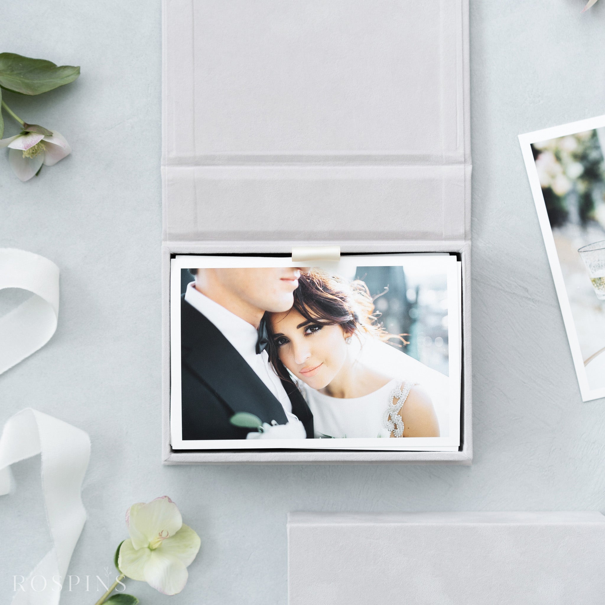 Velvet Photo Box - Pale Grey