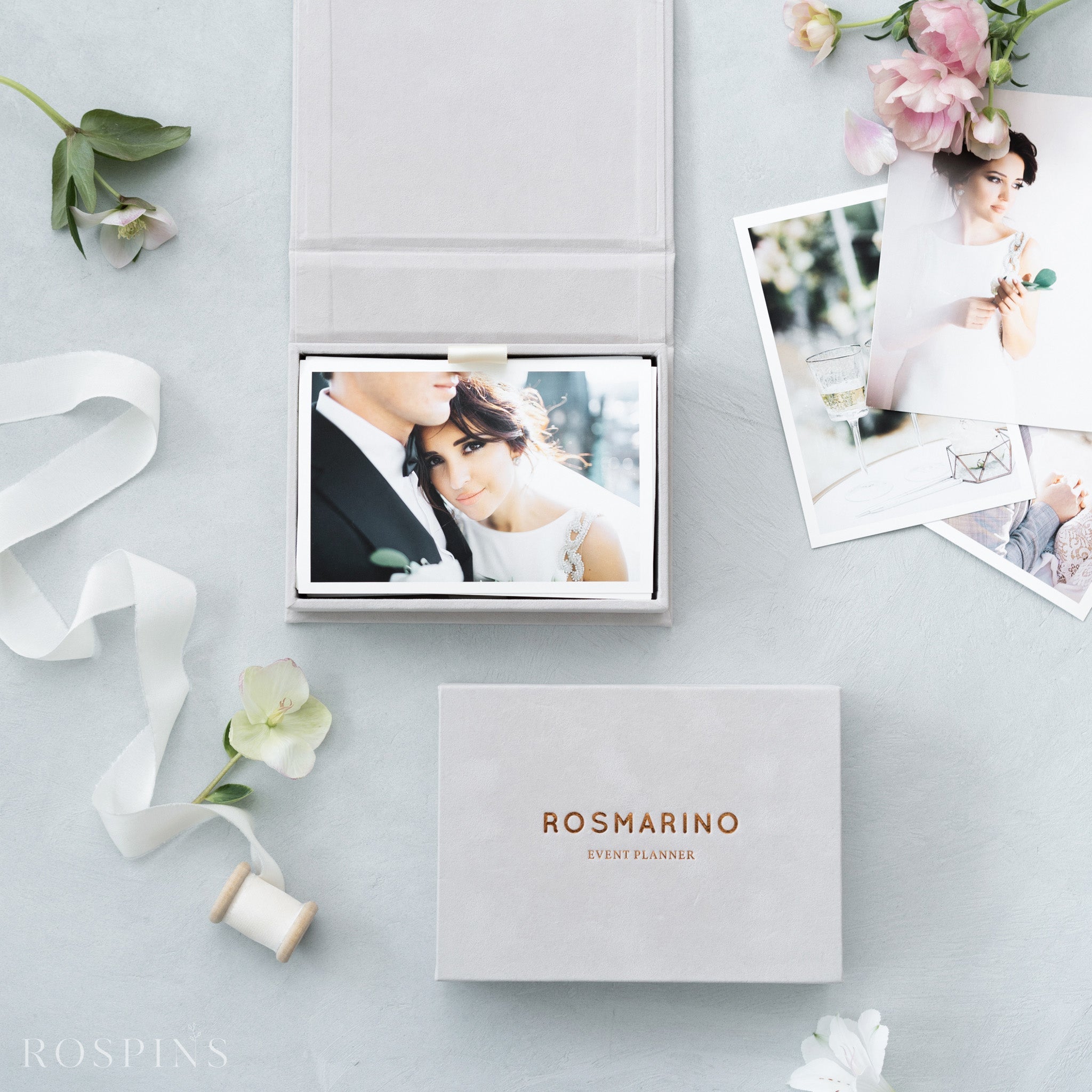 Velvet Photo Box - Pale Grey