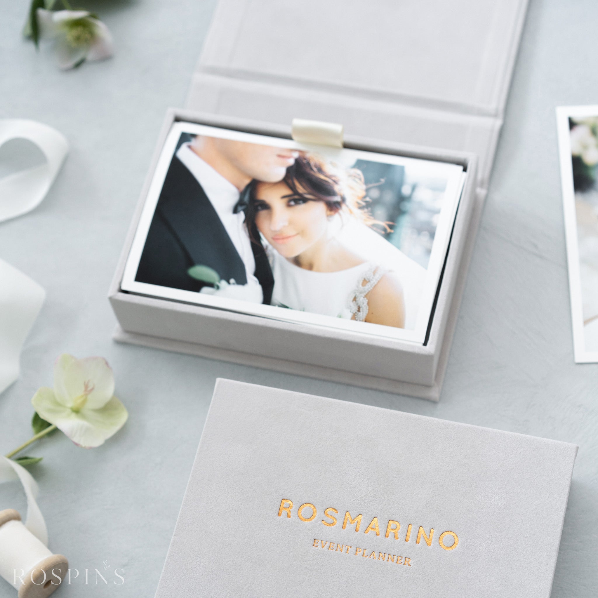 Velvet Photo Box - Pale Grey