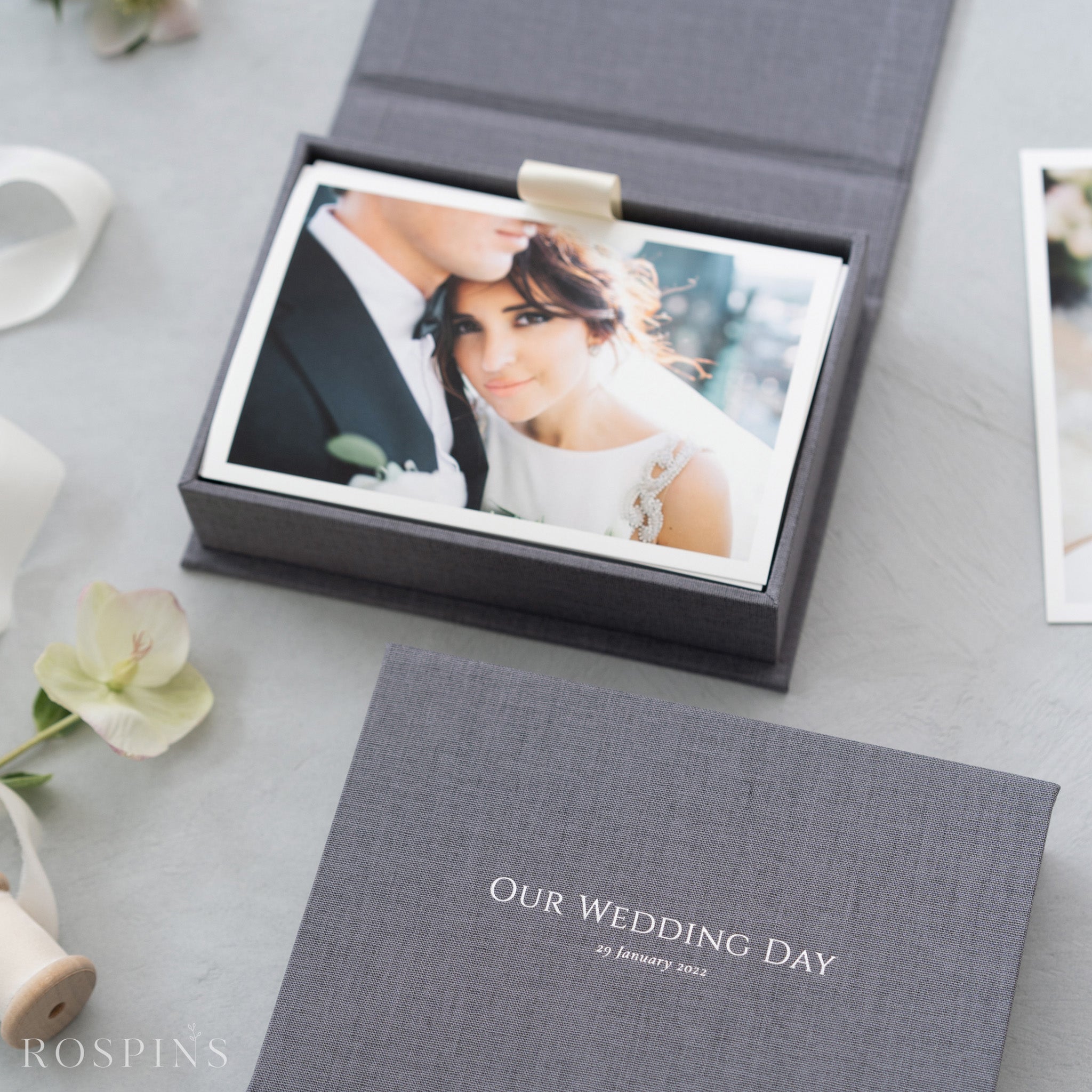 Linen Photo Box - Dark Grey