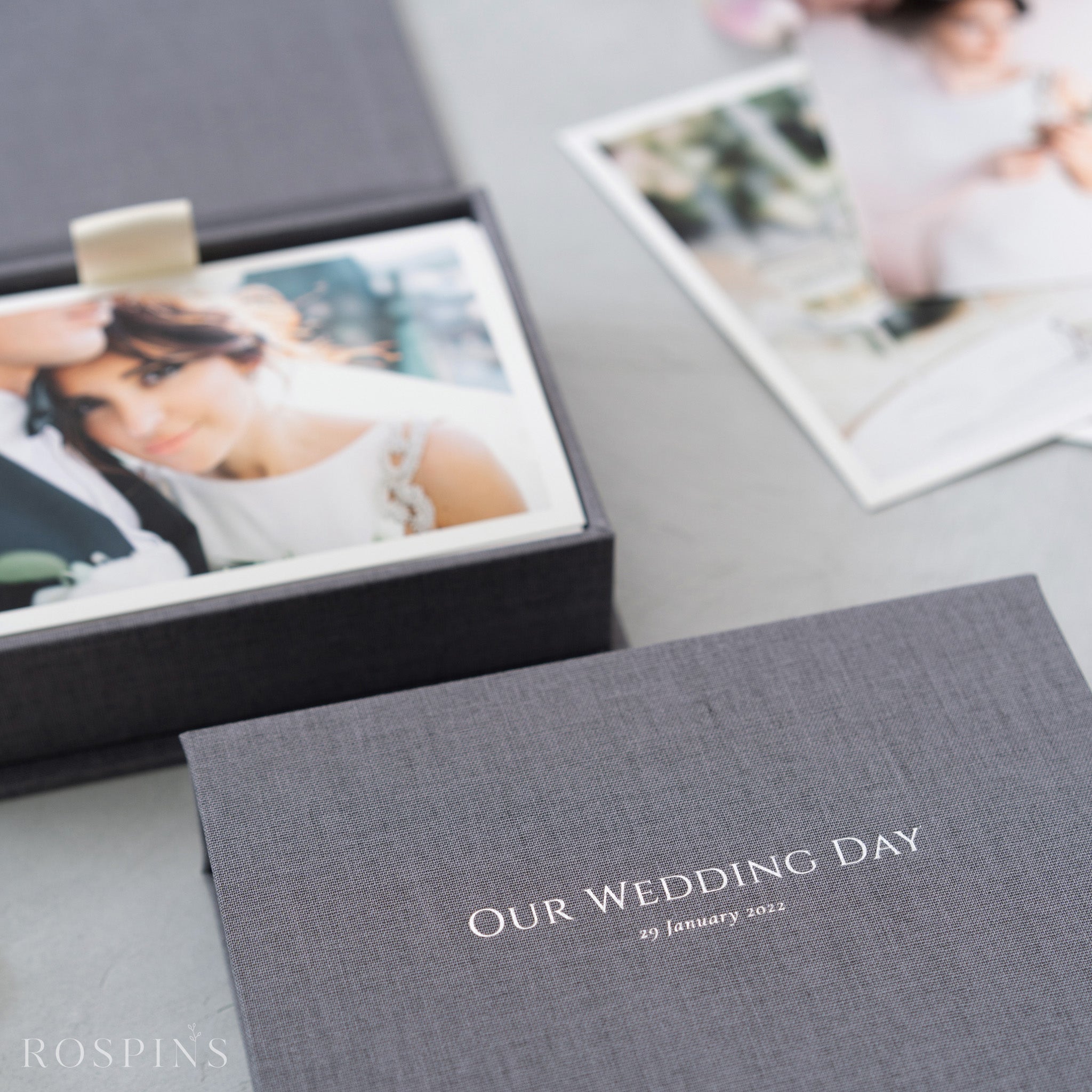 Linen Photo Box - Dark Grey