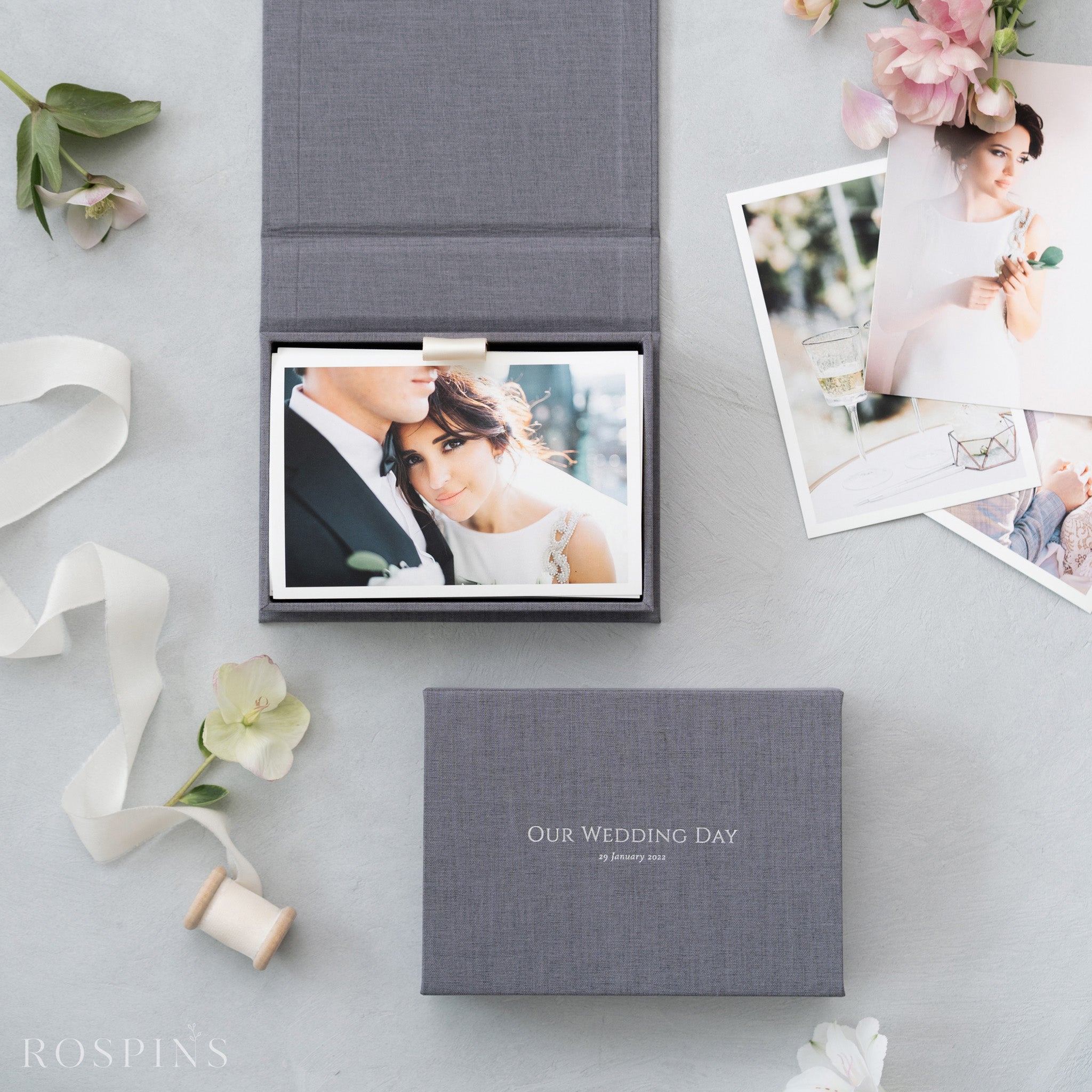 Linen Photo Box - Dark Grey