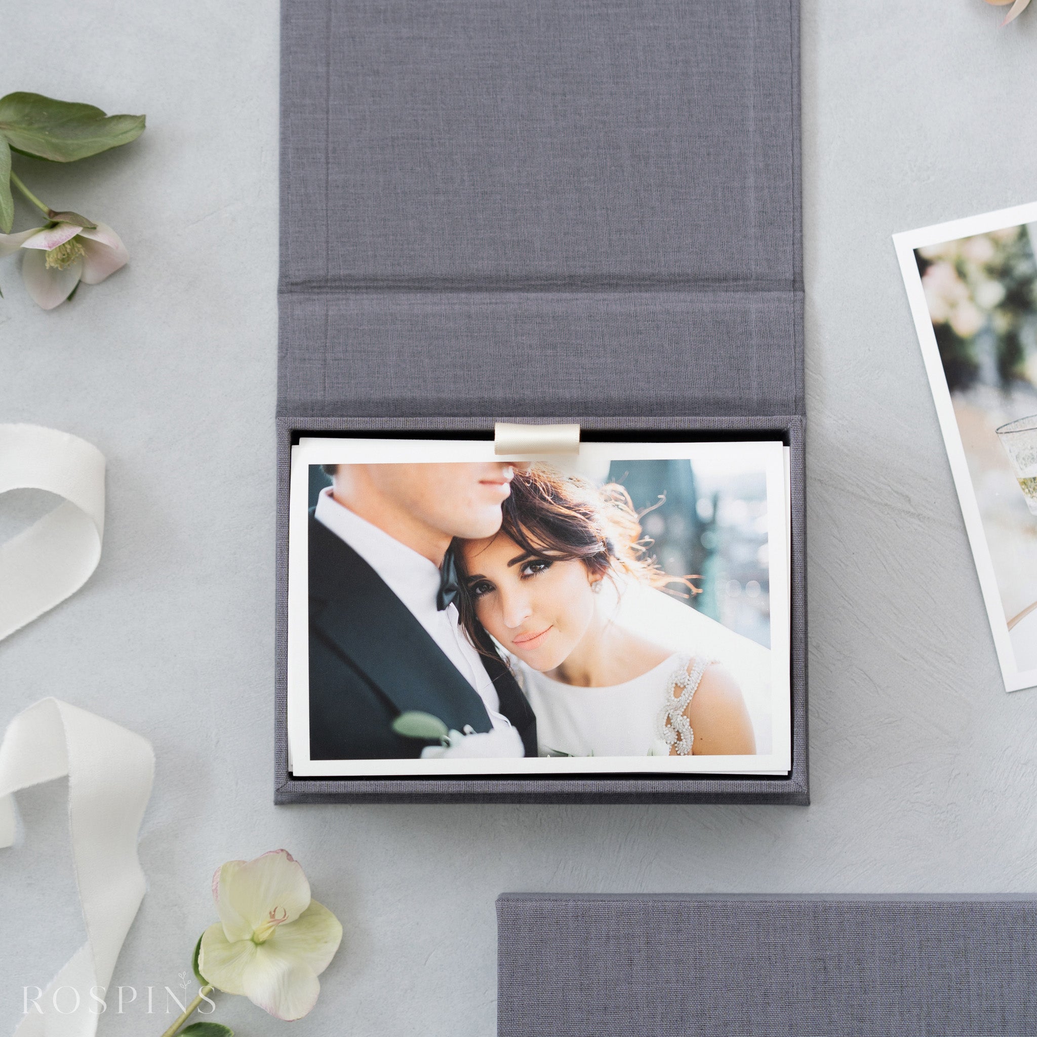 Linen Photo Box - Dark Grey