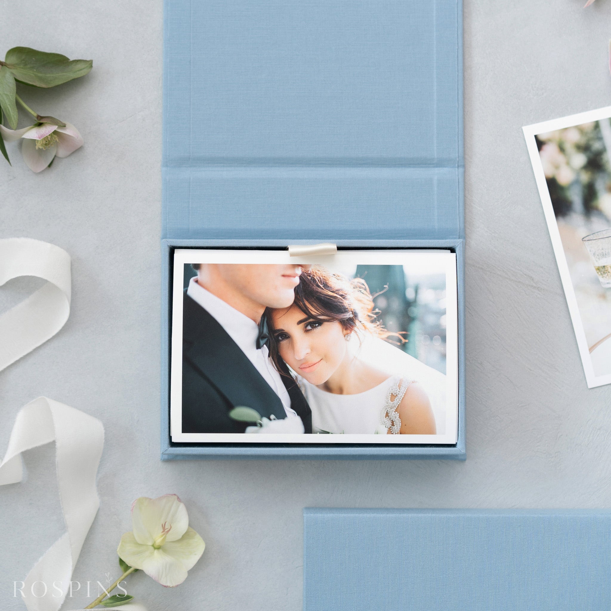 Linen Photo Box - Light Blue