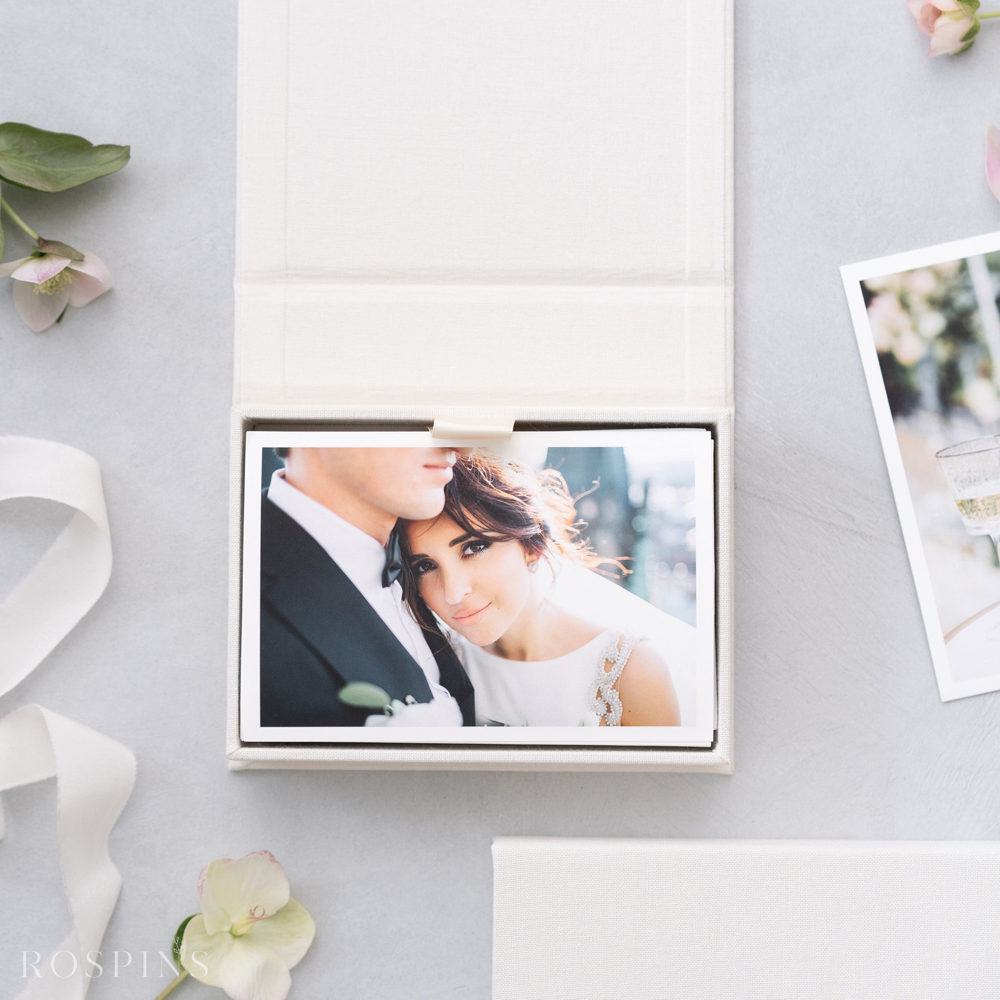 Linen Photo Box - Creamy White
