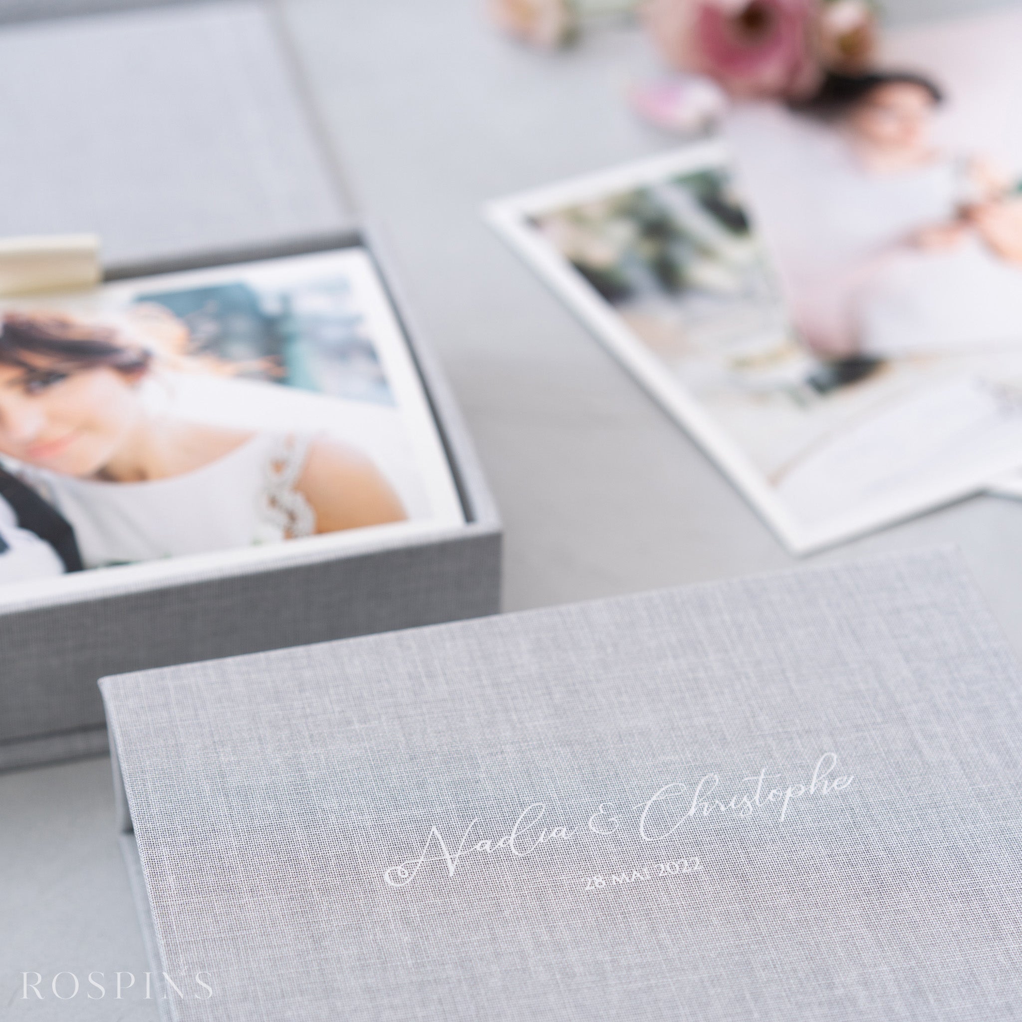 Linen Photo Box - Heather Grey