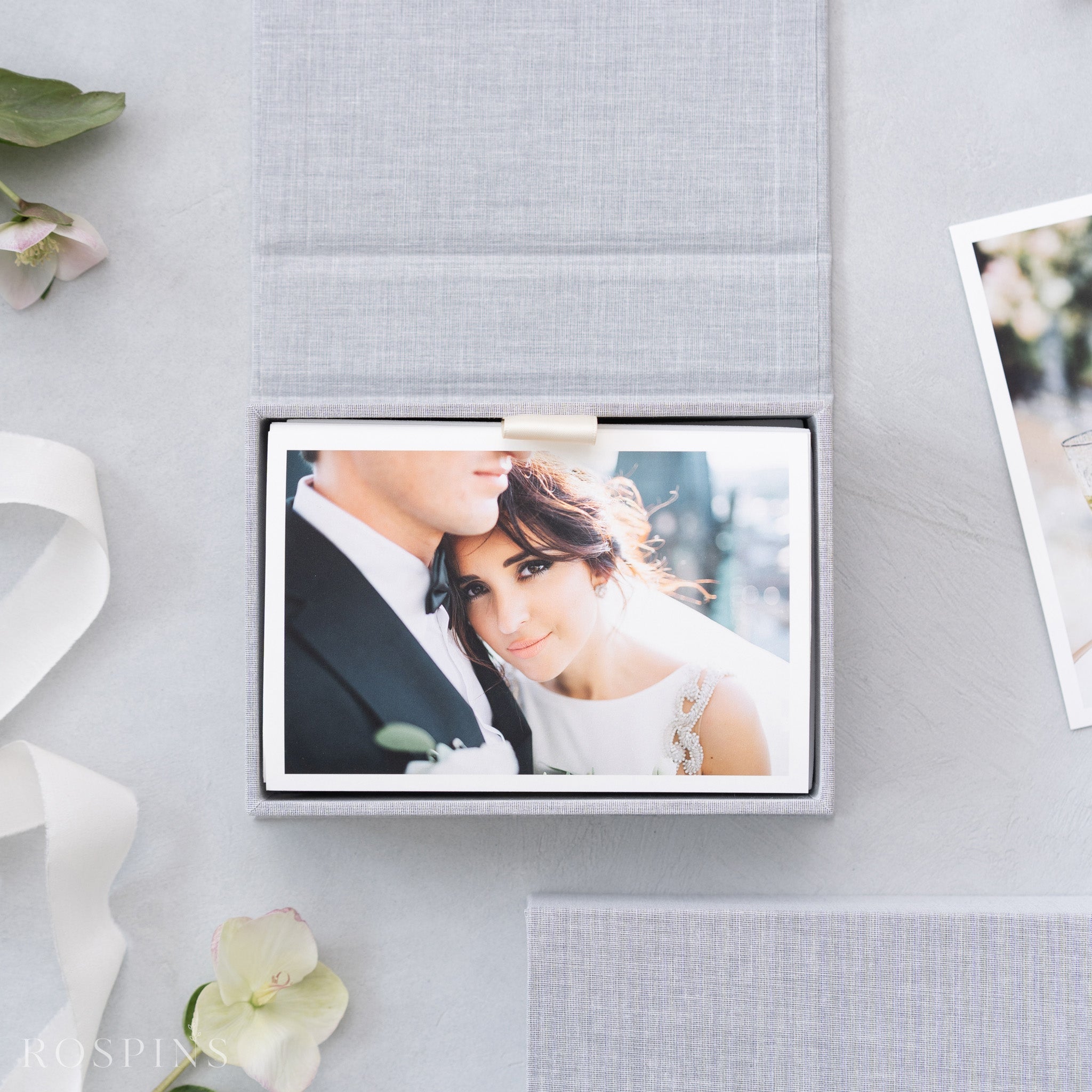 Linen Photo Box - Heather Grey