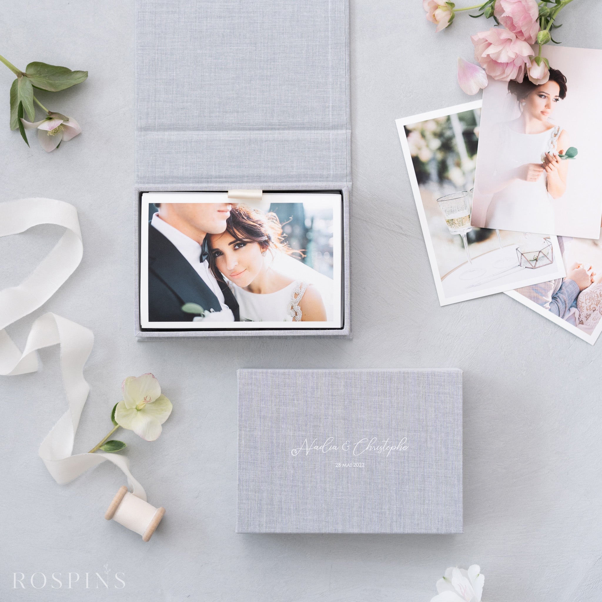 Linen Photo Box - Heather Grey