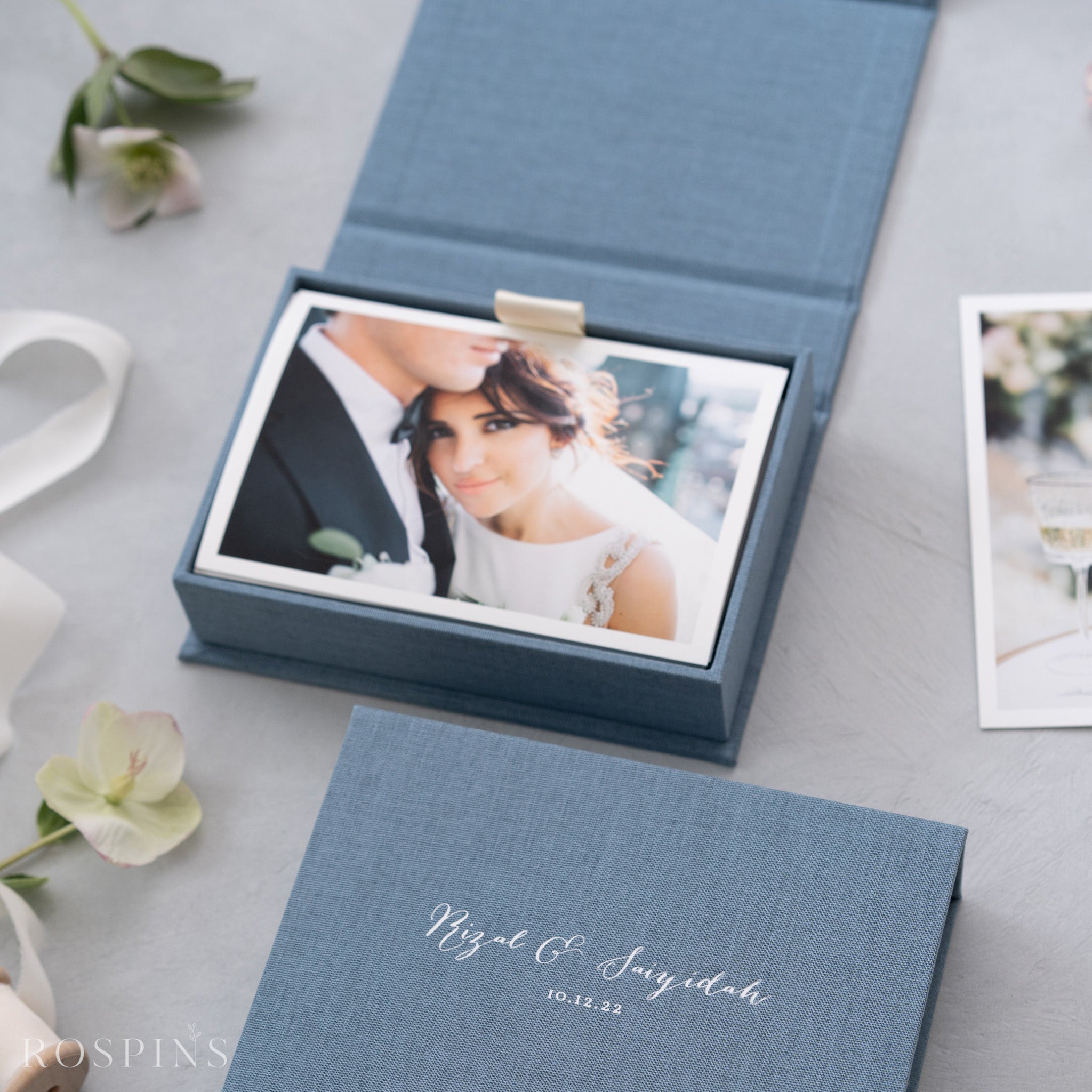 Linen Photo Box - Lake Blue