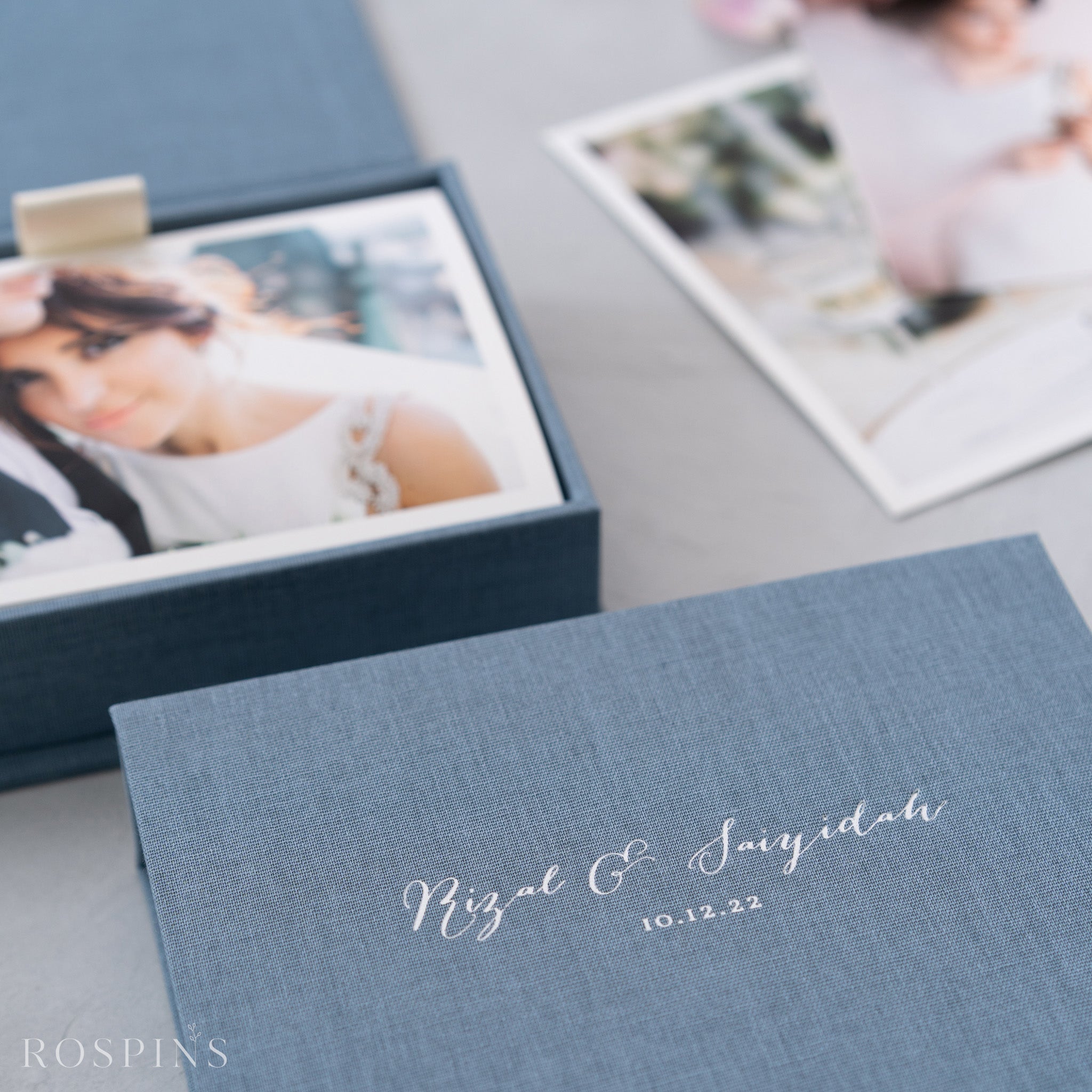 Linen Photo Box - Lake Blue