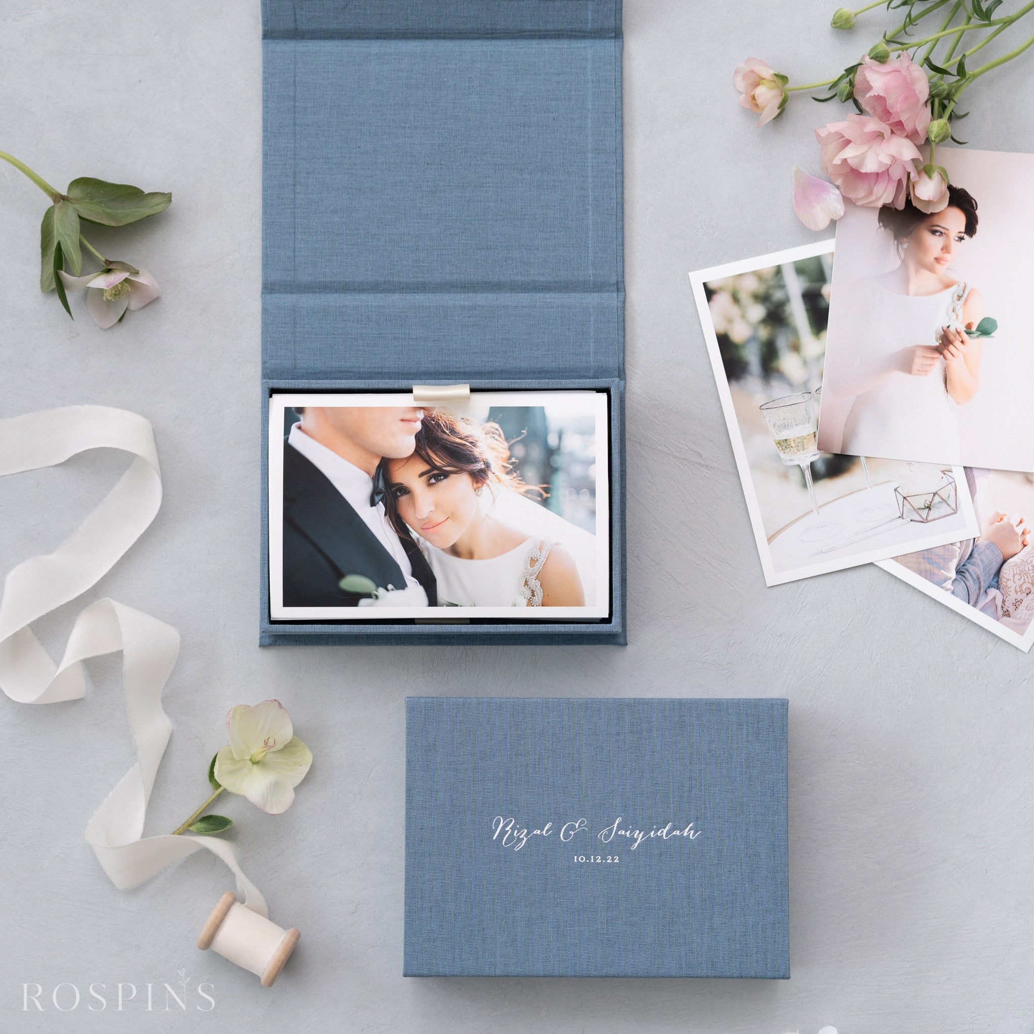 Linen Photo Box - Lake Blue