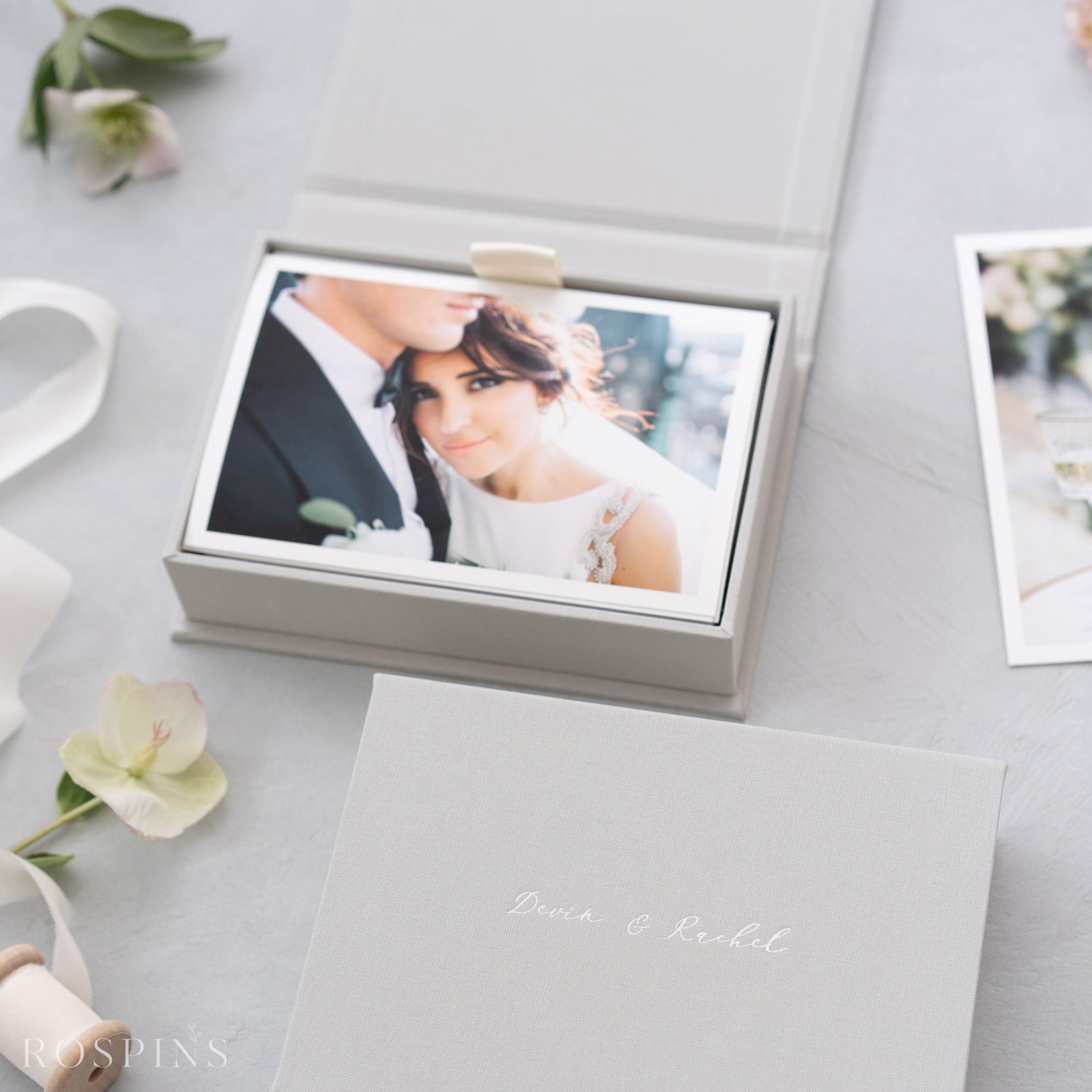 Linen Photo Box - Light Grey