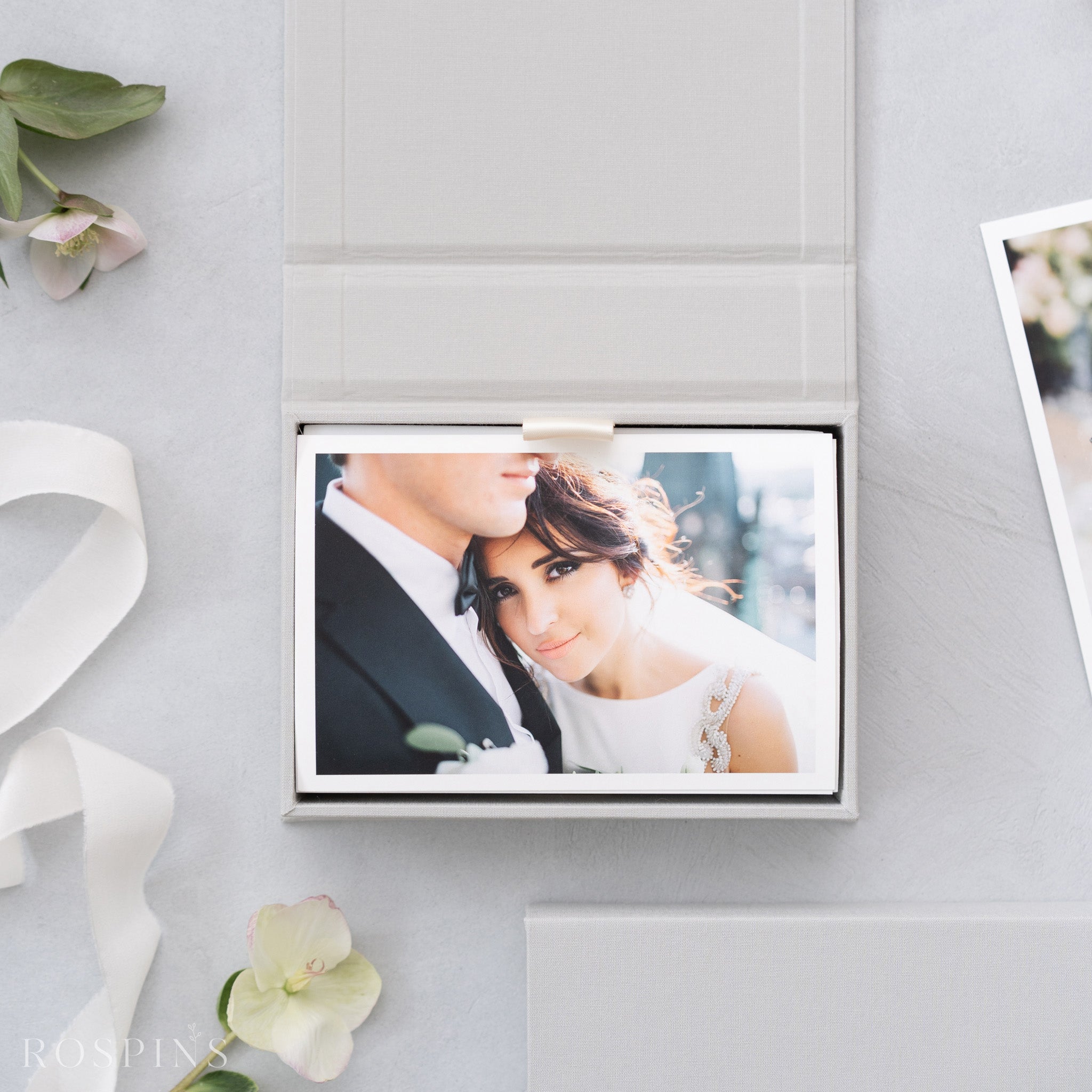 Linen Photo Box - Light Grey