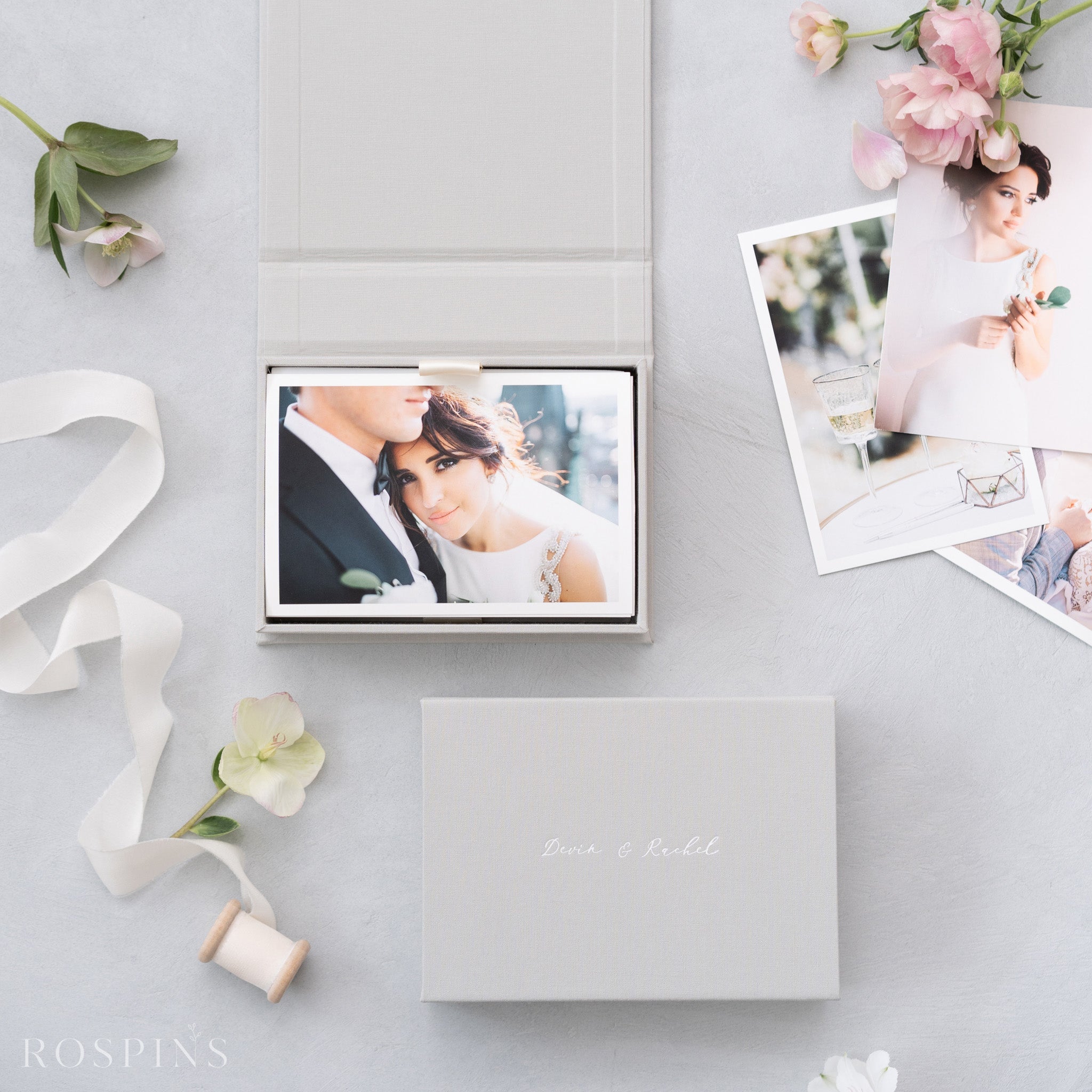 Linen Photo Box - Light Grey