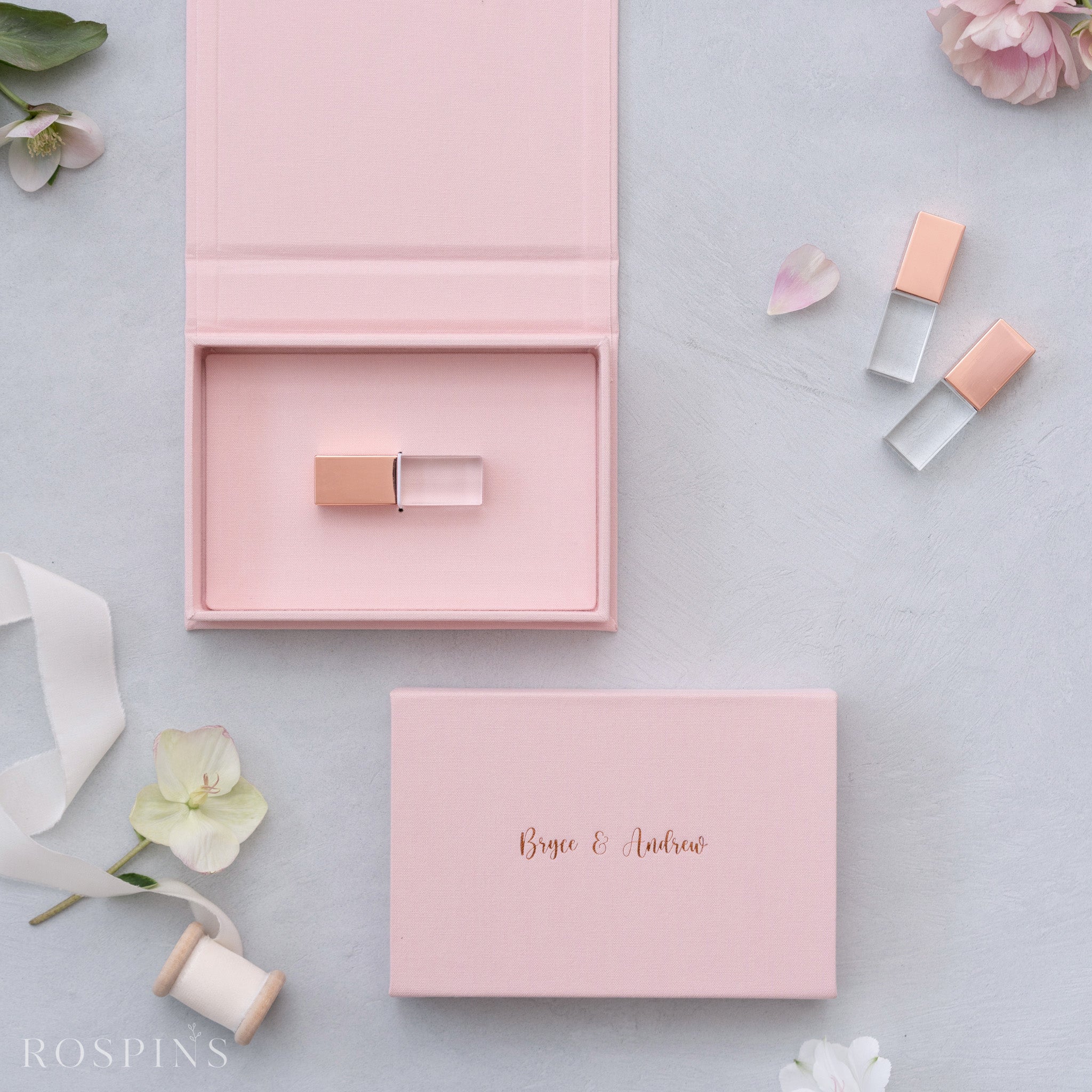 Linen USB Box -Blush