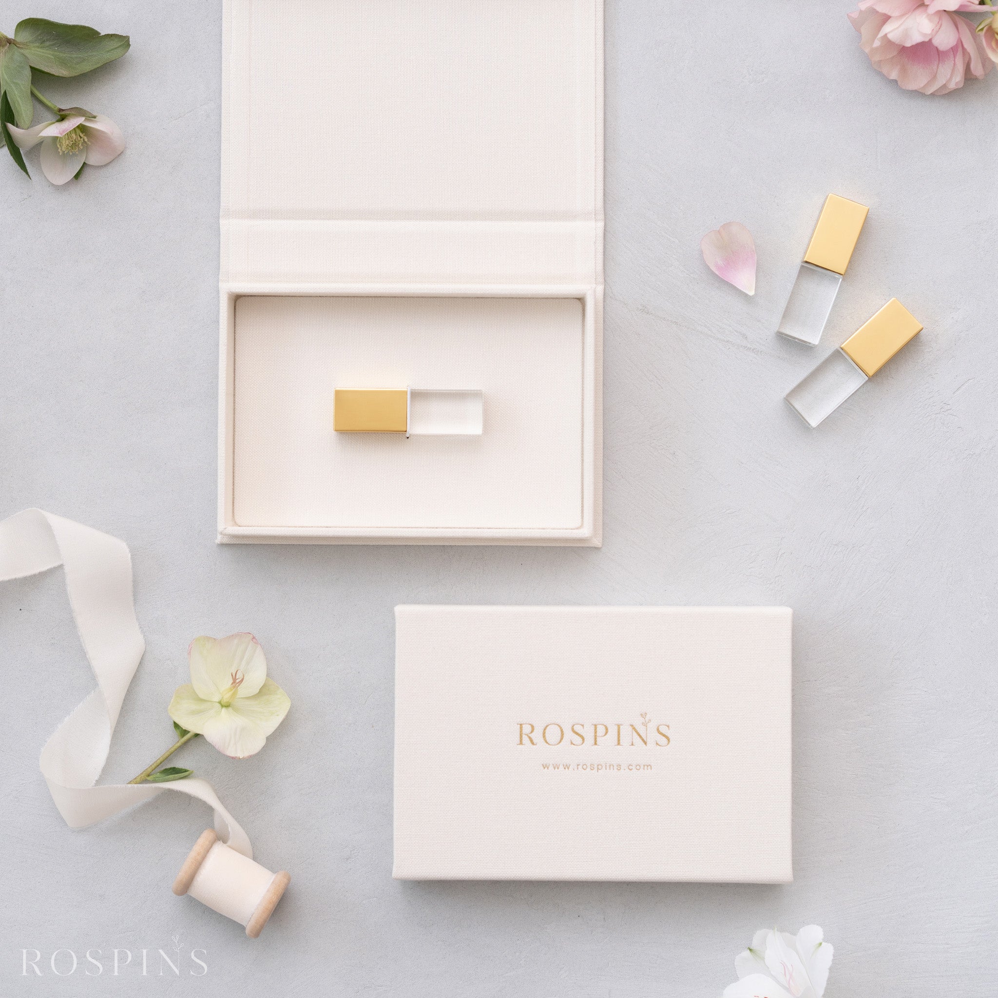 Linen USB Box -Creamy White