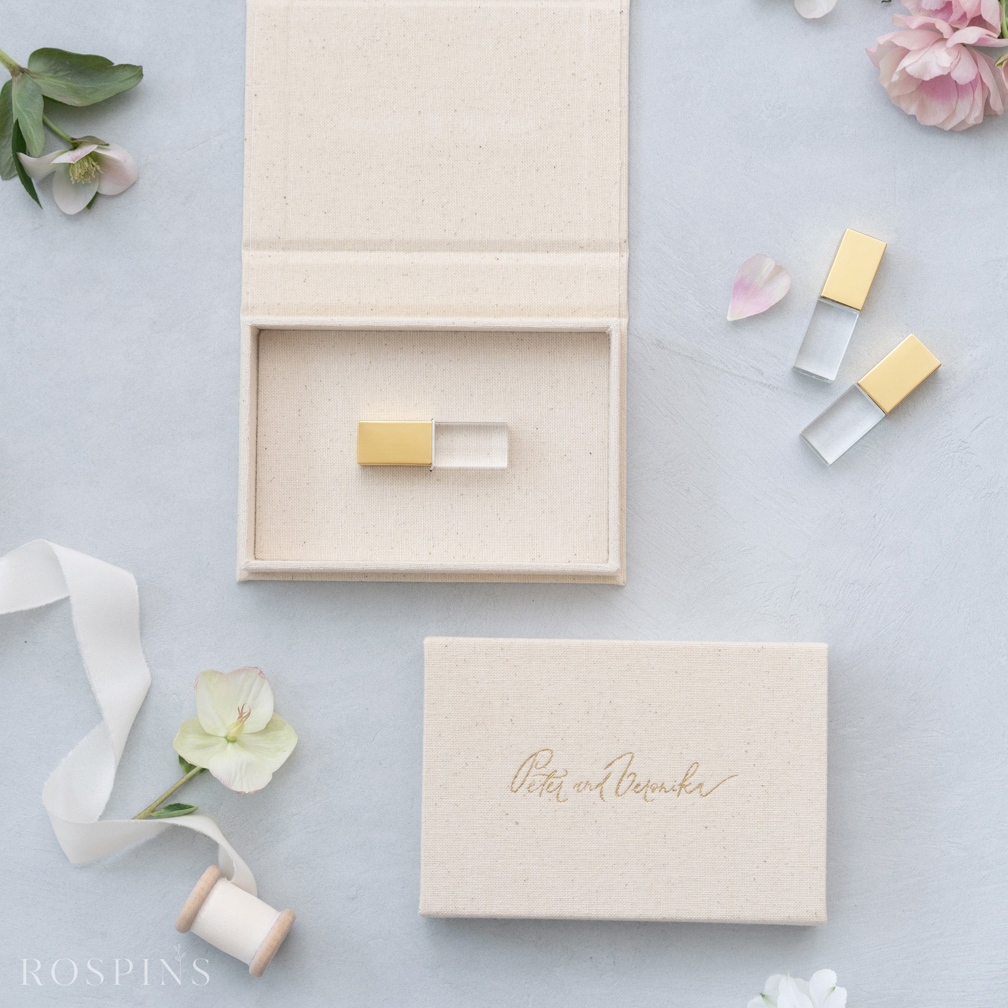 Linen USB Box - New Natural Linen