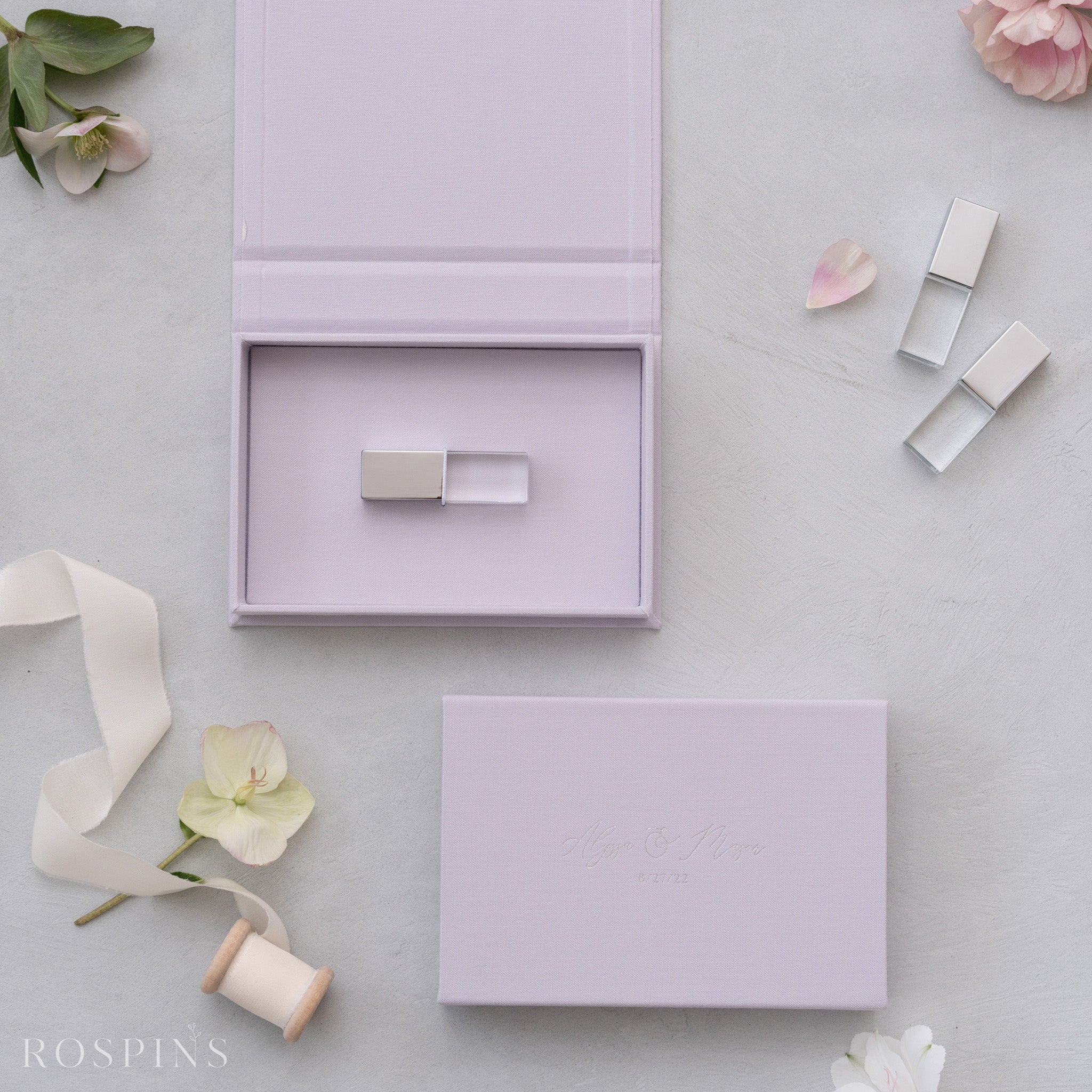 Linen USB Box -Pale Violet