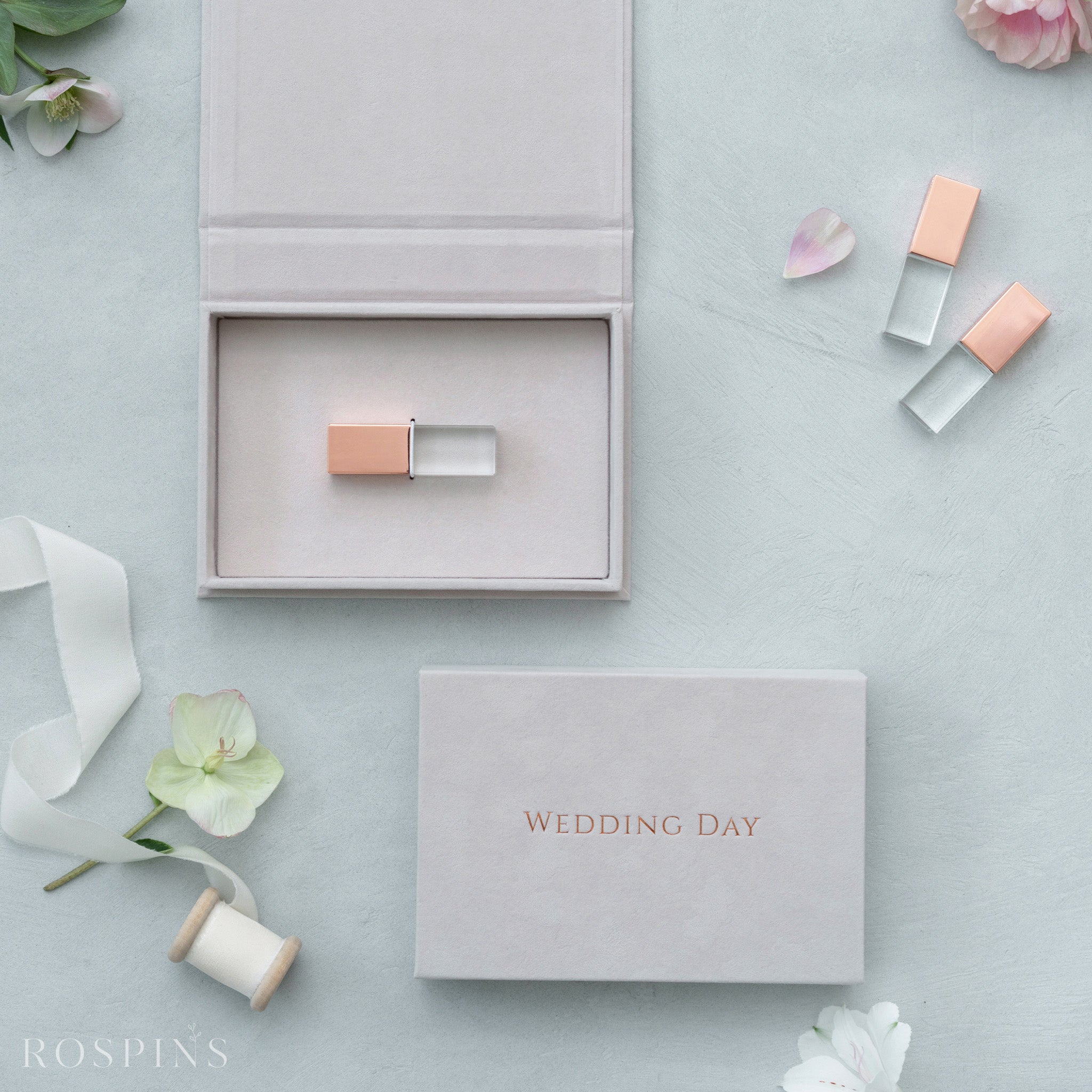 Velvet USB Box - Pale Grey