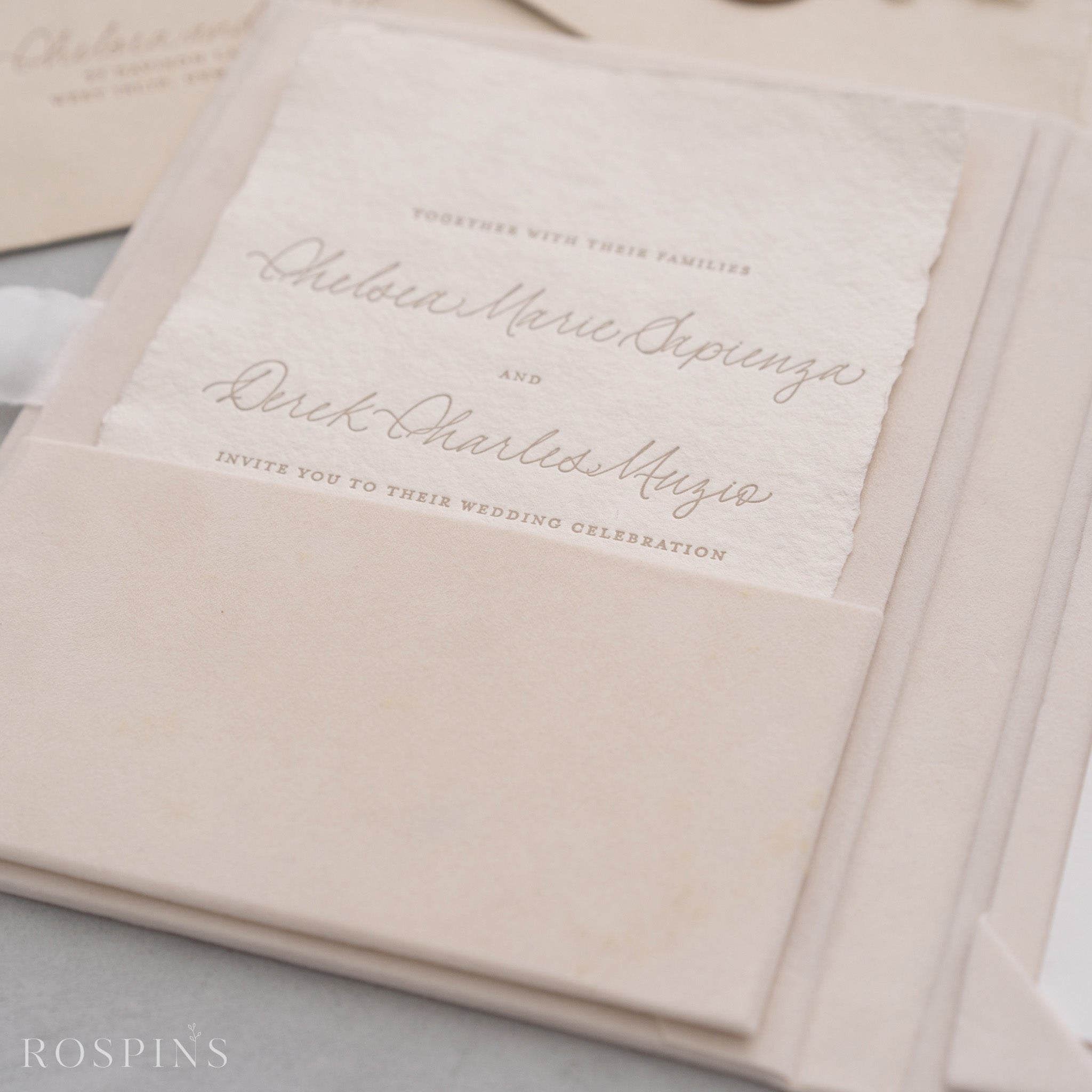 Velvet Invitation Folio - Champagne