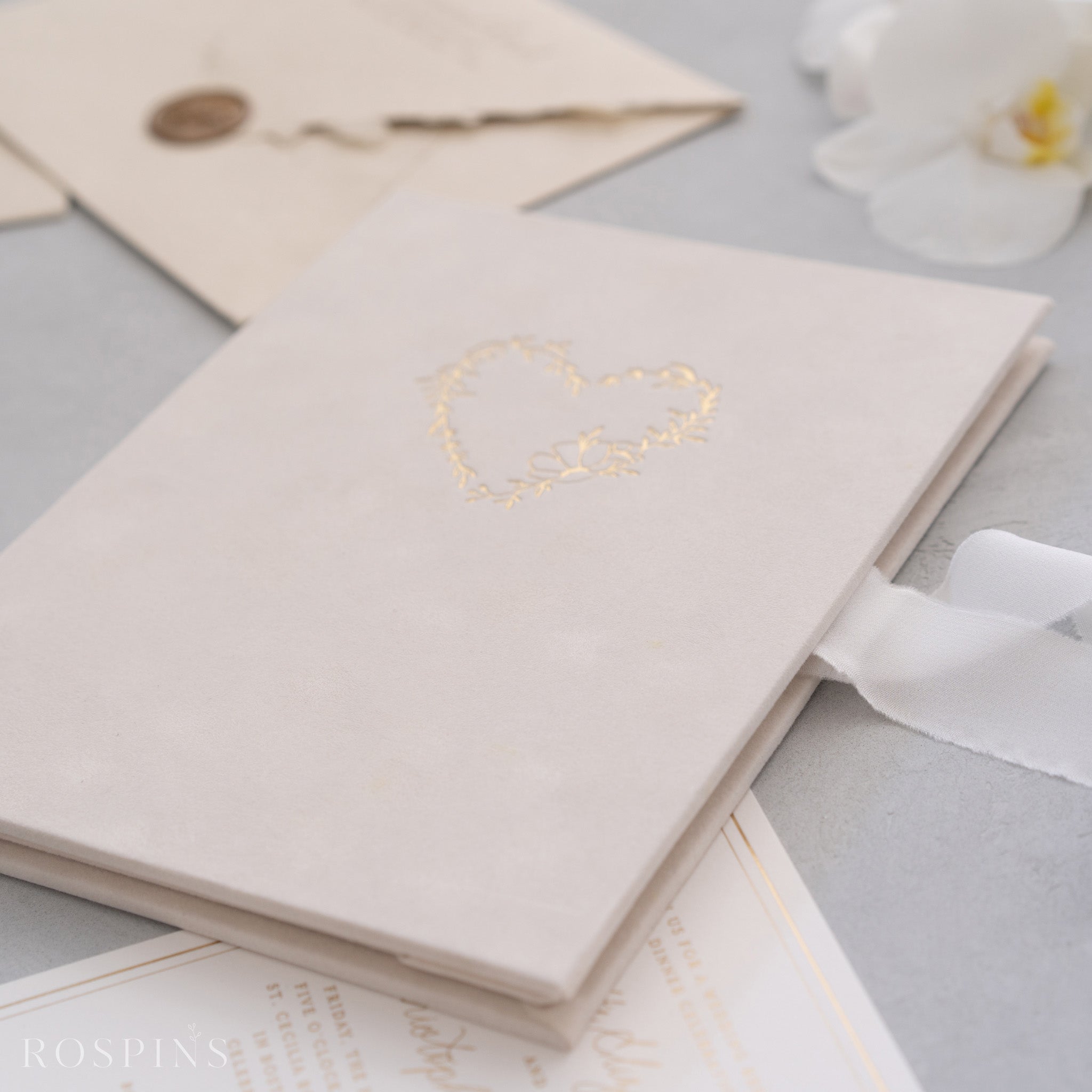 Velvet Invitation Folio - Champagne