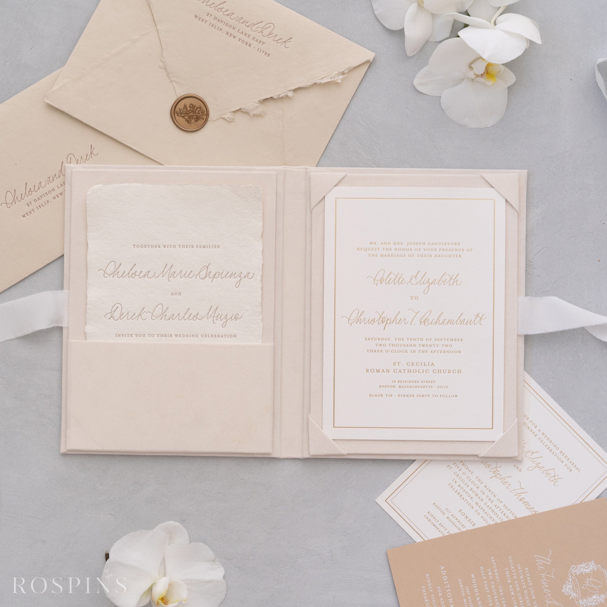 Velvet Invitation Folio - Champagne