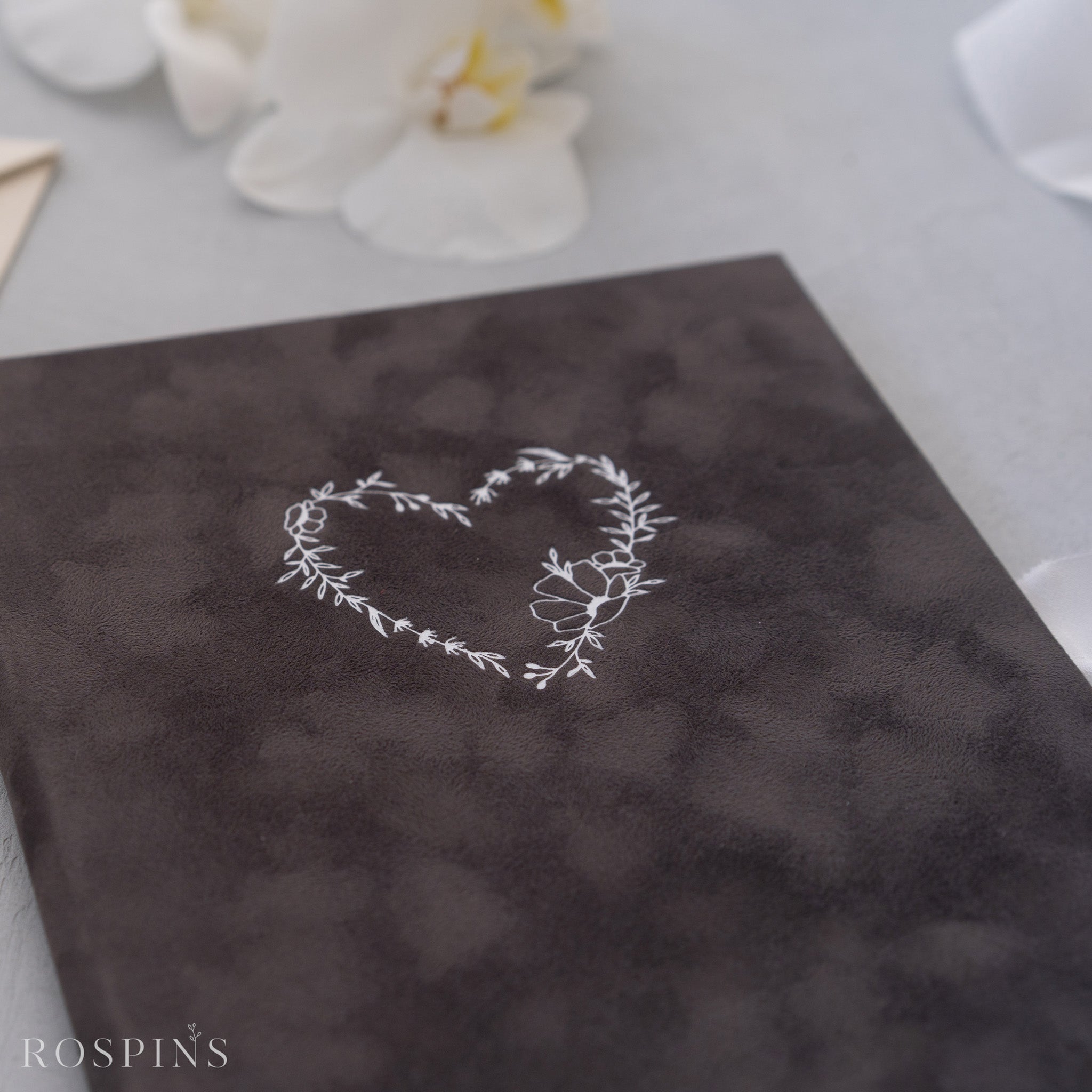Velvet Invitation Folio - Charcoal Grey