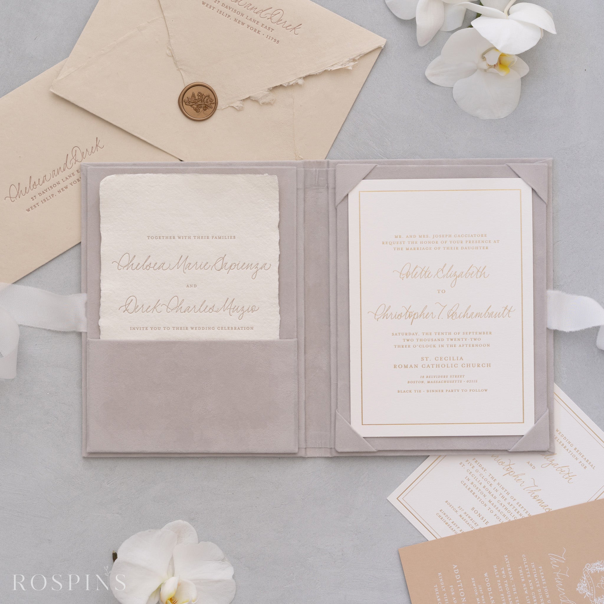 Velvet Invitation Folio - Pale Grey