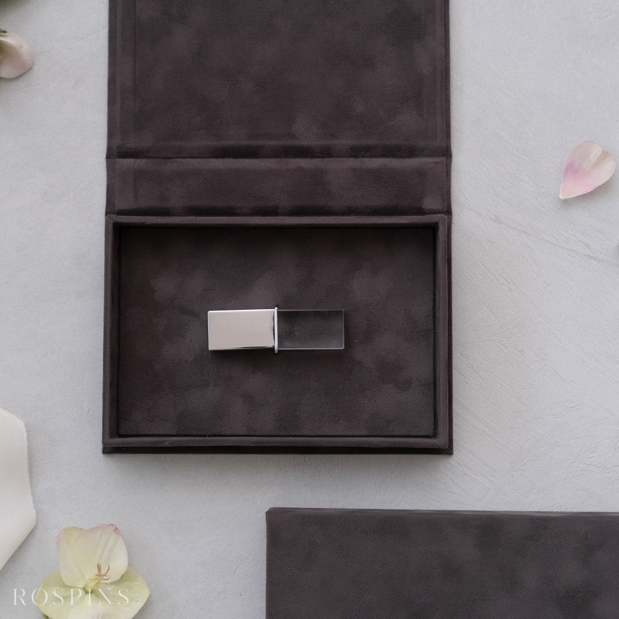 Velvet USB Box -Charcoal Grey