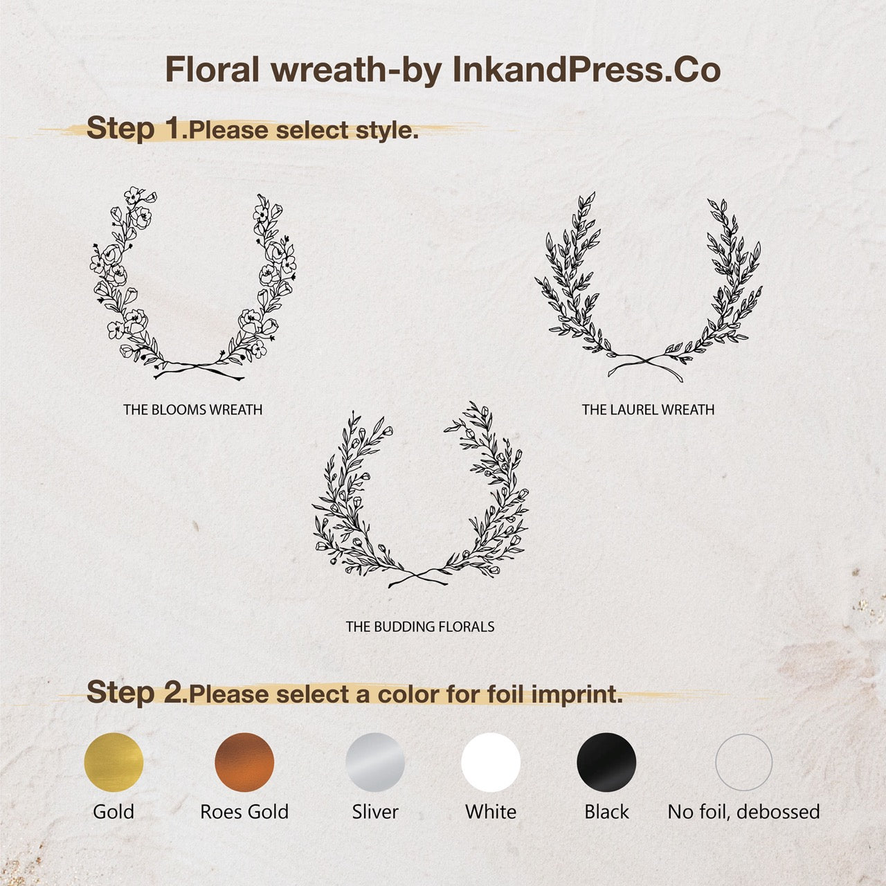 Imprinting service - Floral wreath by InkandPress Co.