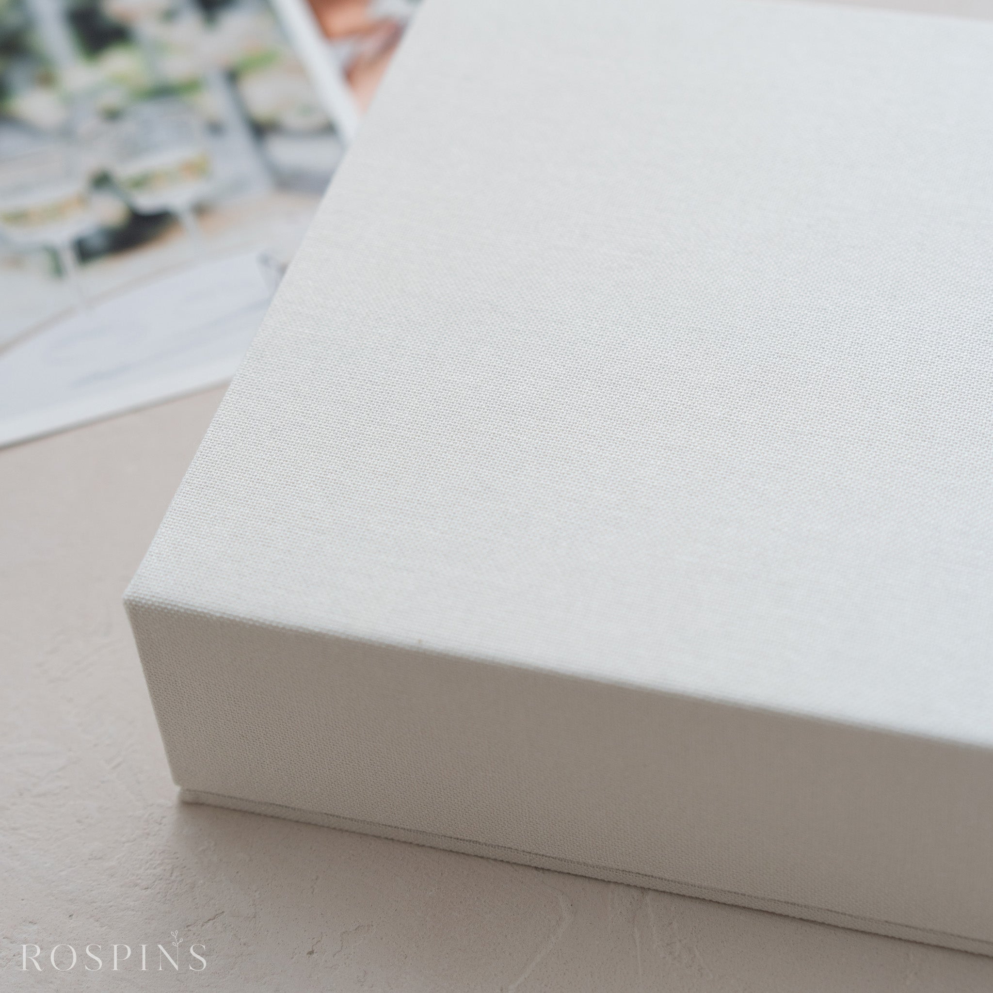 Linen Double Photo Box - Creamy White