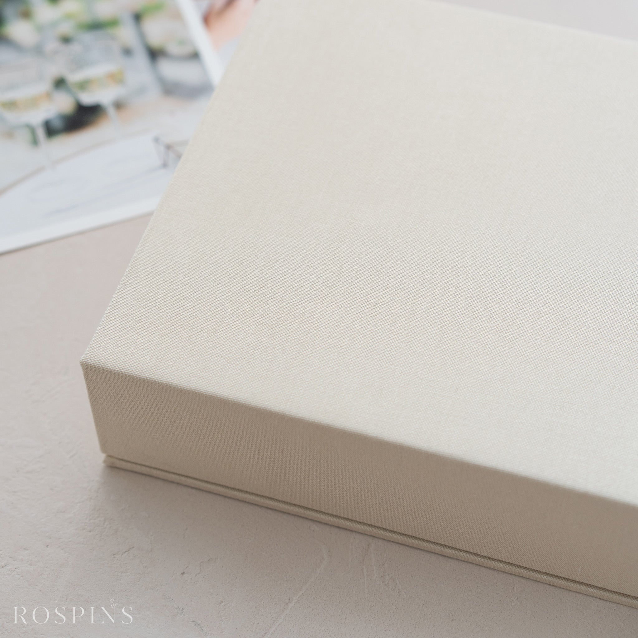 Linen Double Photo Box - Ivory