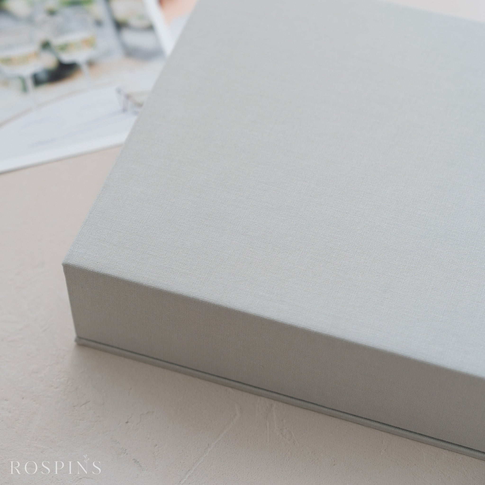 Linen Double Photo Box - Light Grey