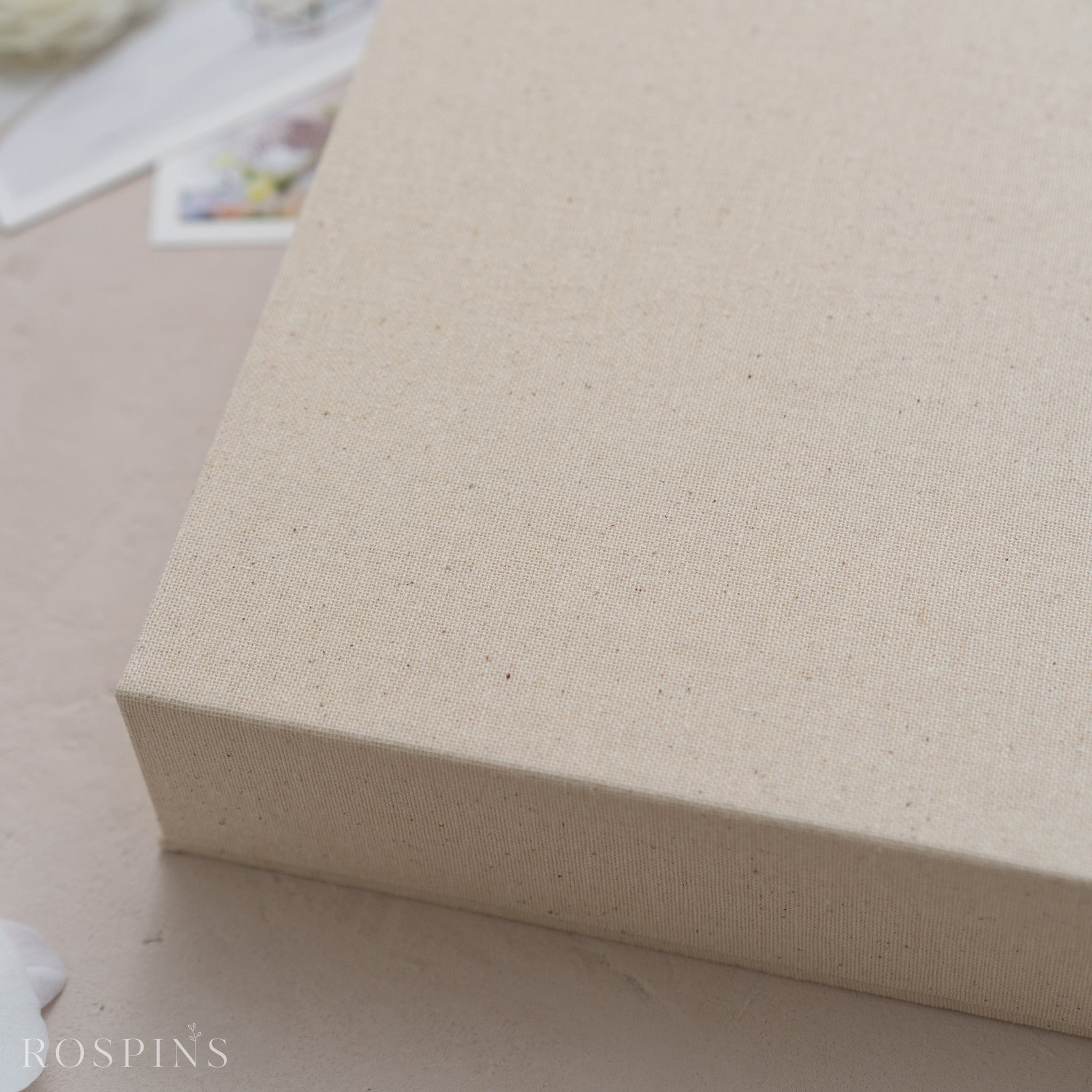Linen Four-Compartment Photo Box - New Natural Linen