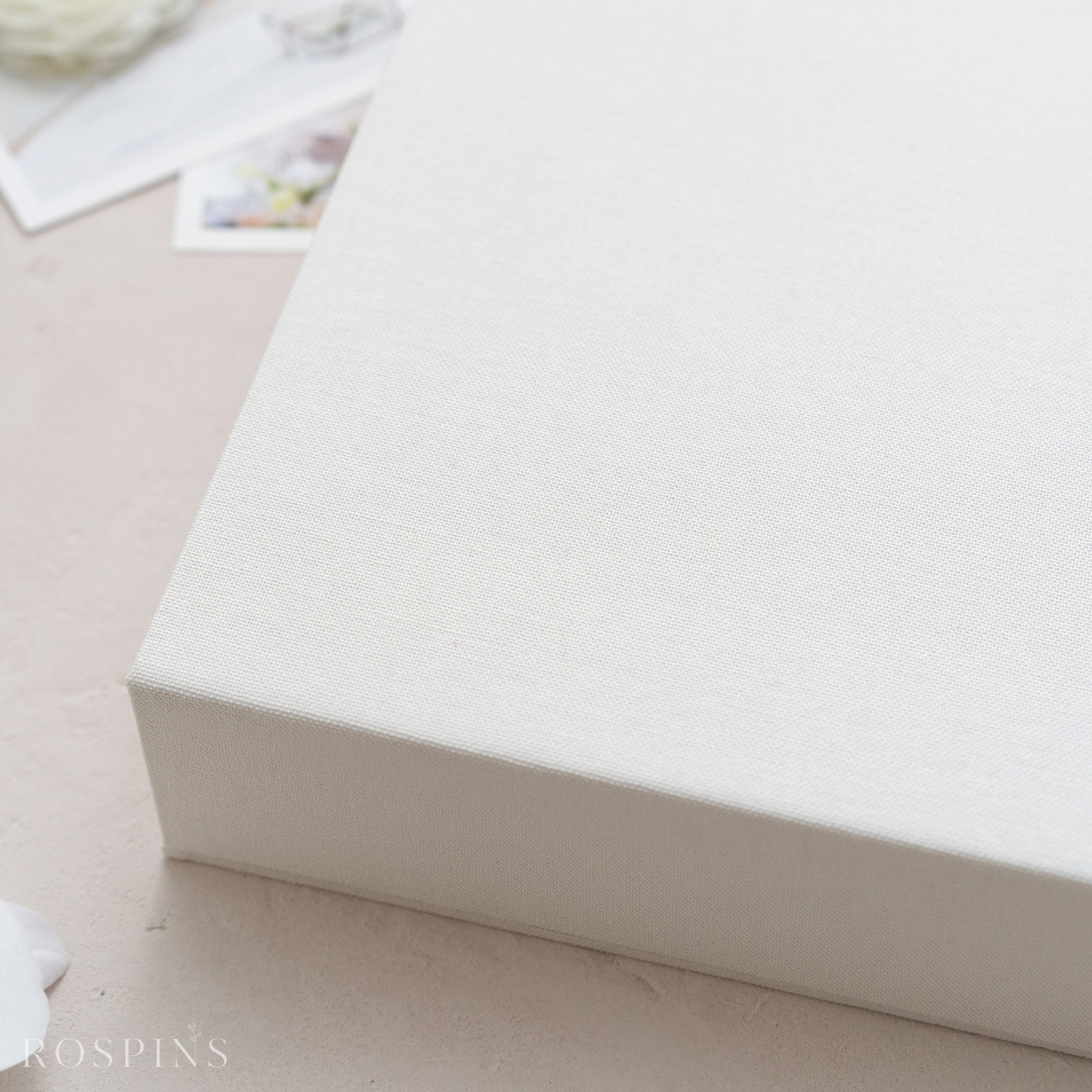 Linen Four-Compartment Photo Box - Creamy White