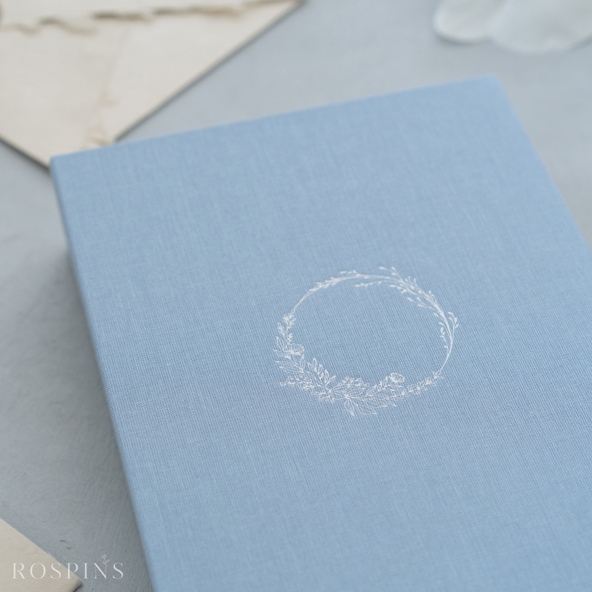 Linen Invitation Box - Light Blue