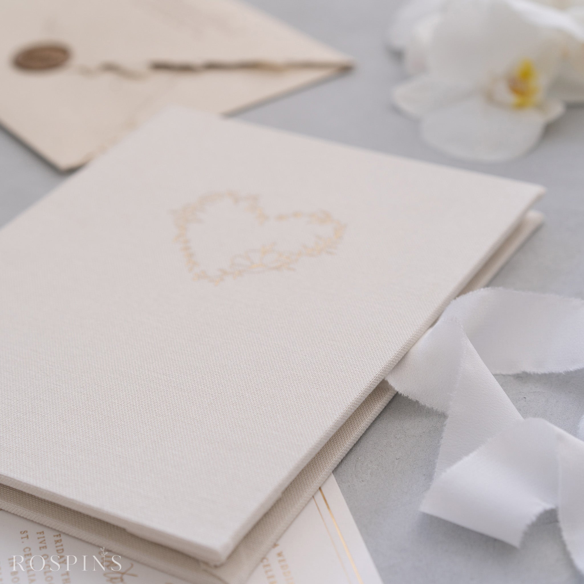 Linen Invitation Folio - Creamy White