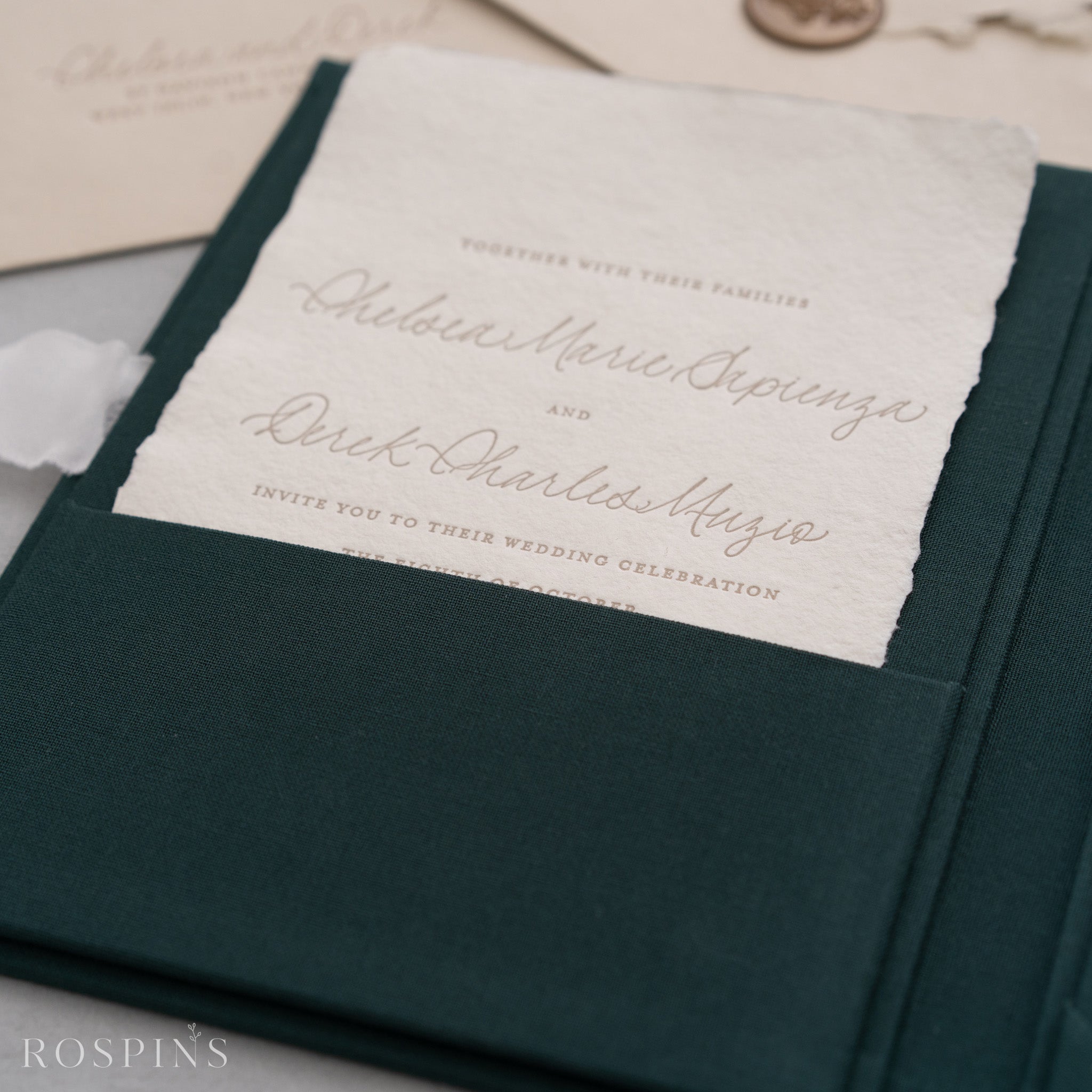 Linen Invitation Folio - Emerald Green