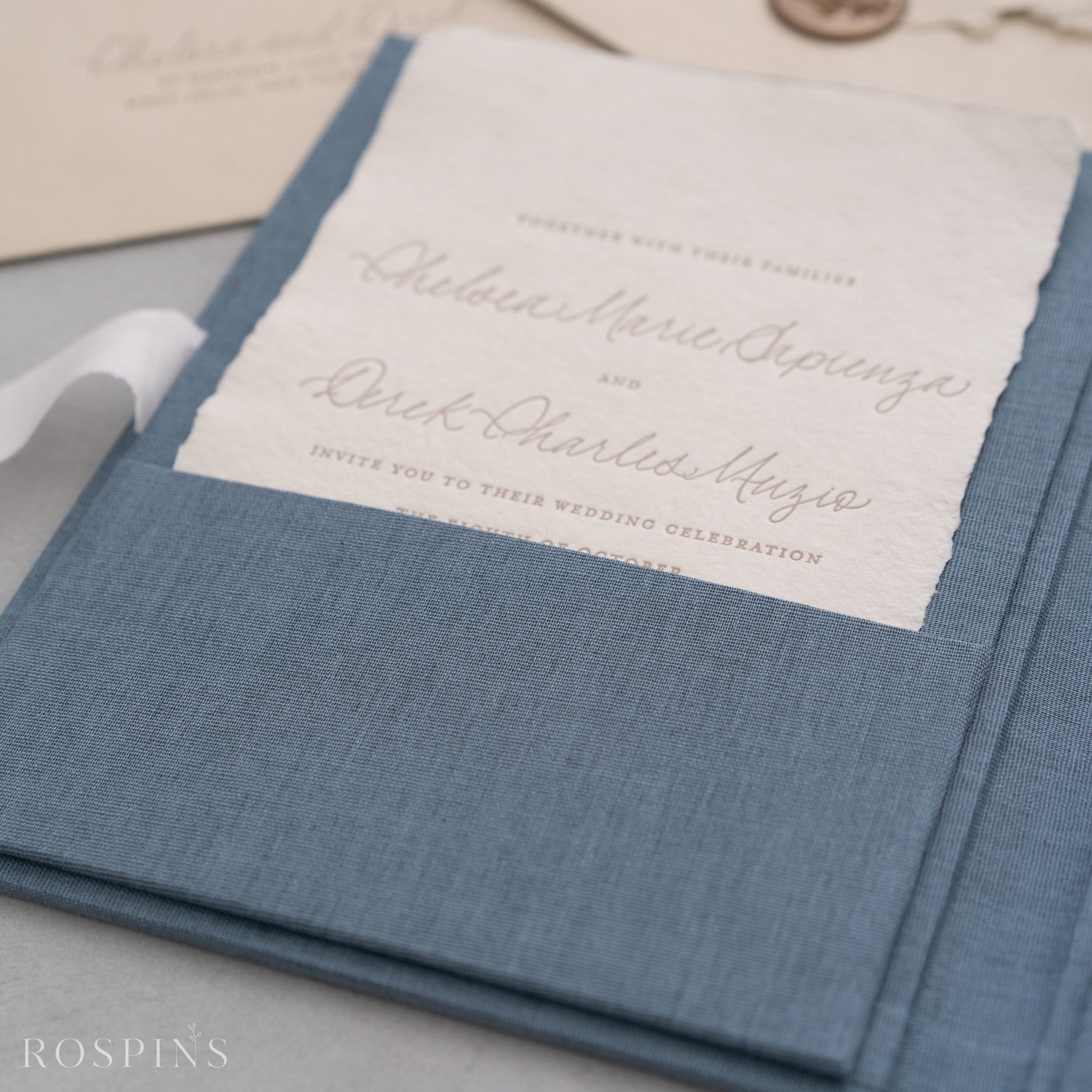 Linen Invitation Folio - Lake Blue