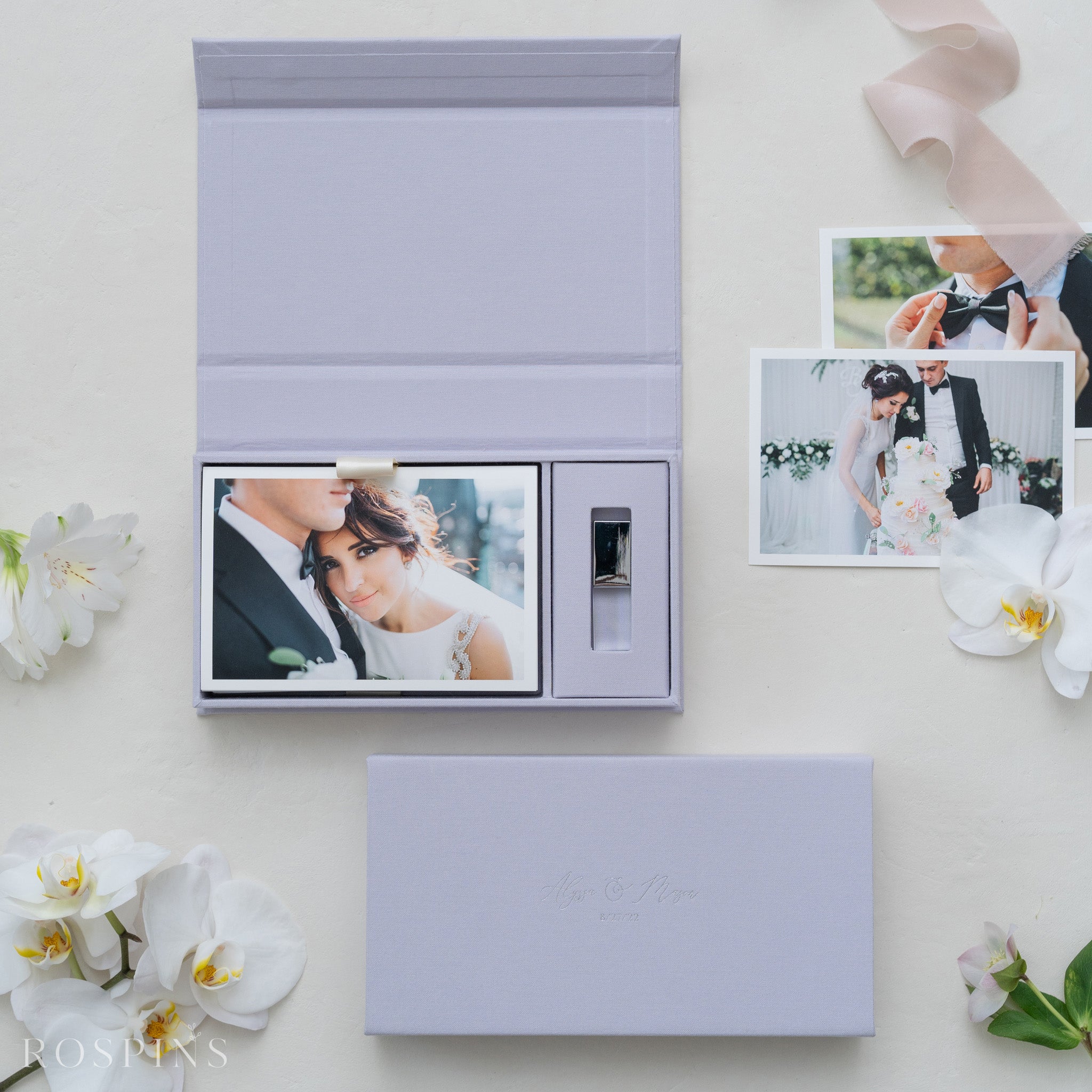 Linen Photo & USB Box - Pale Violet