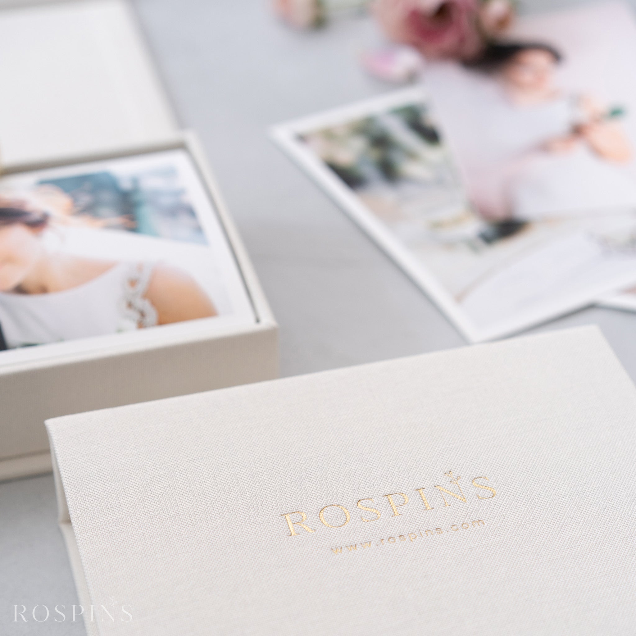 Linen Photo Box - Creamy White