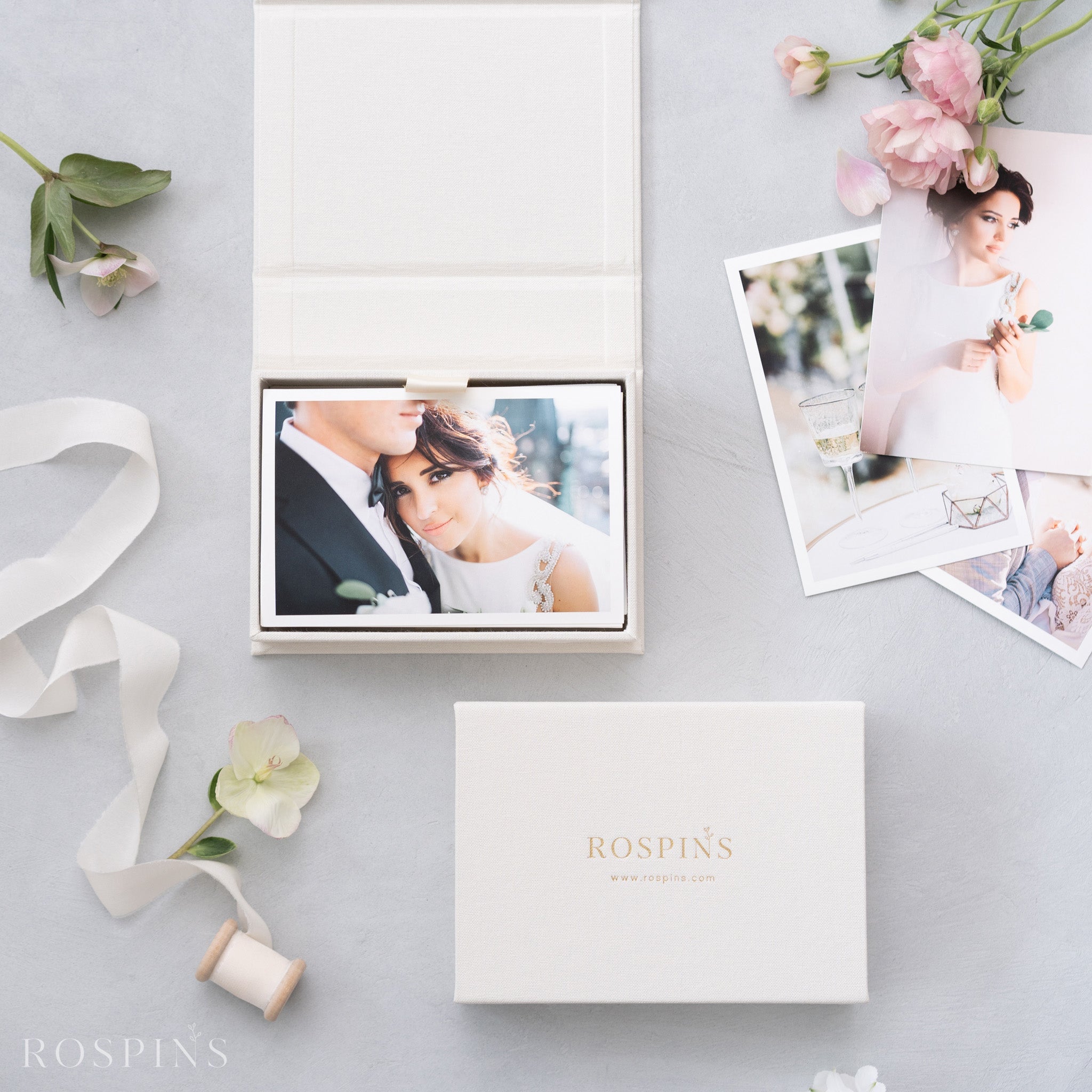 Linen Photo Box - Creamy White