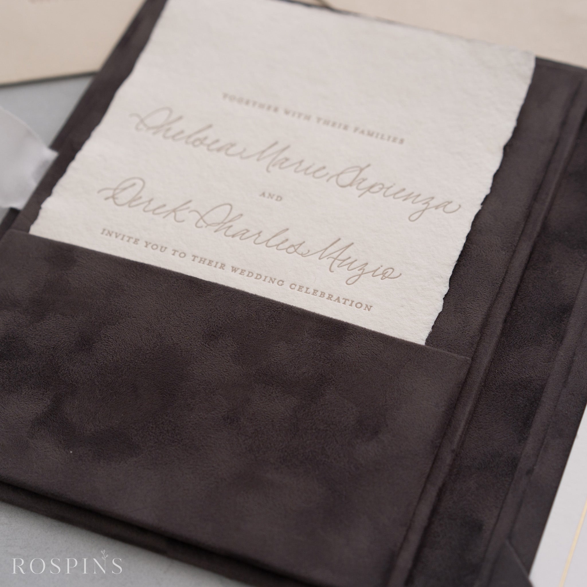 Velvet Invitation Folio - Charcoal Grey