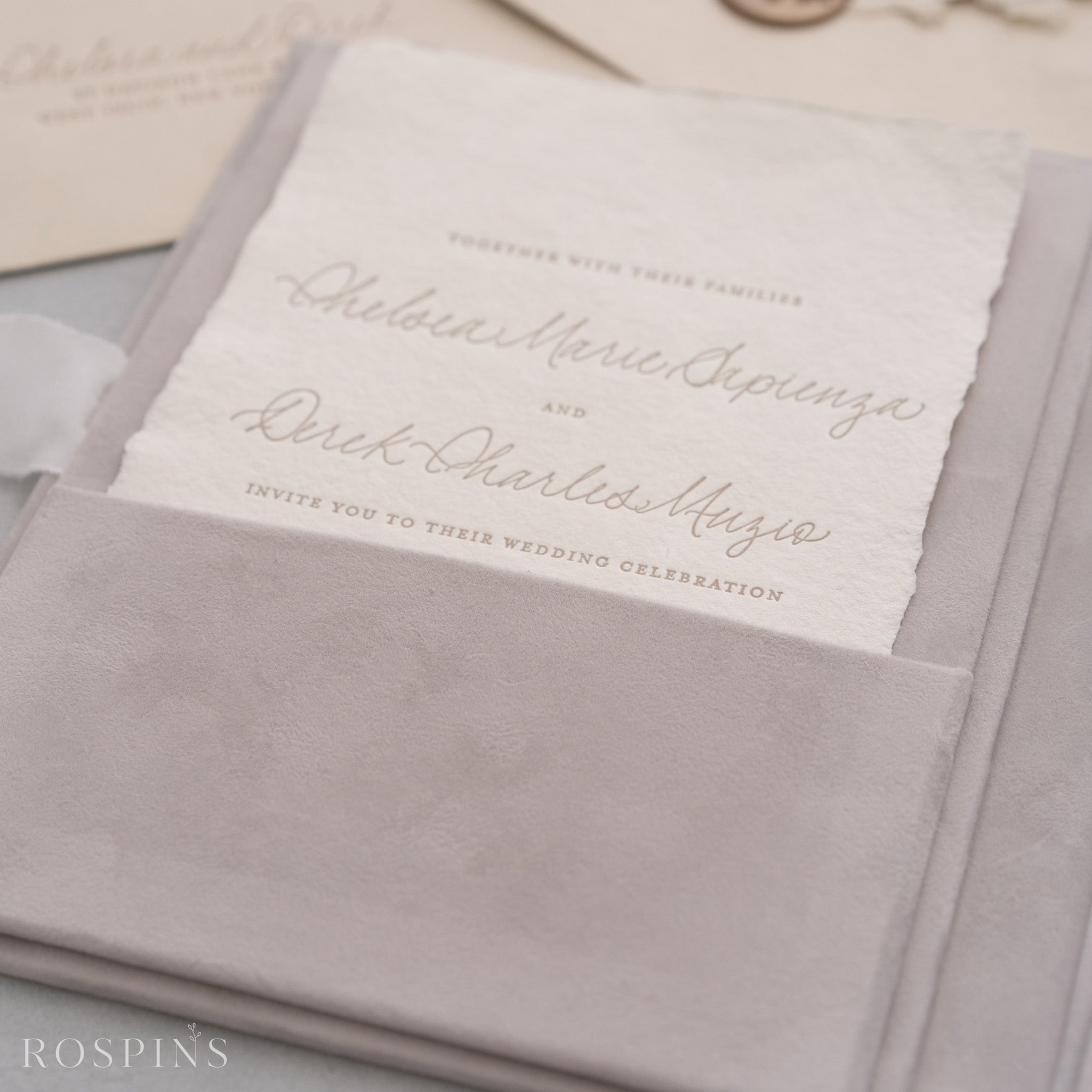 Velvet Invitation Folio - Pale Grey