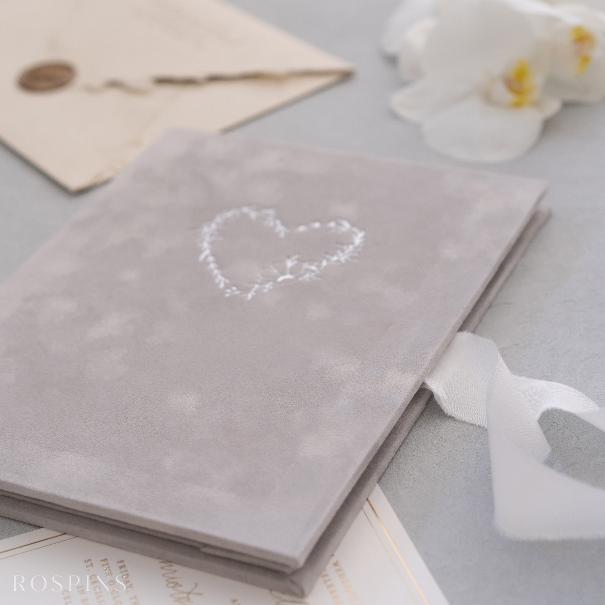Velvet Invitation Folio - Pale Grey
